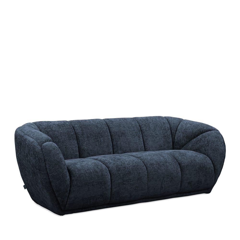 Canapé Arrondi Tissu 3 Places Bleu - West