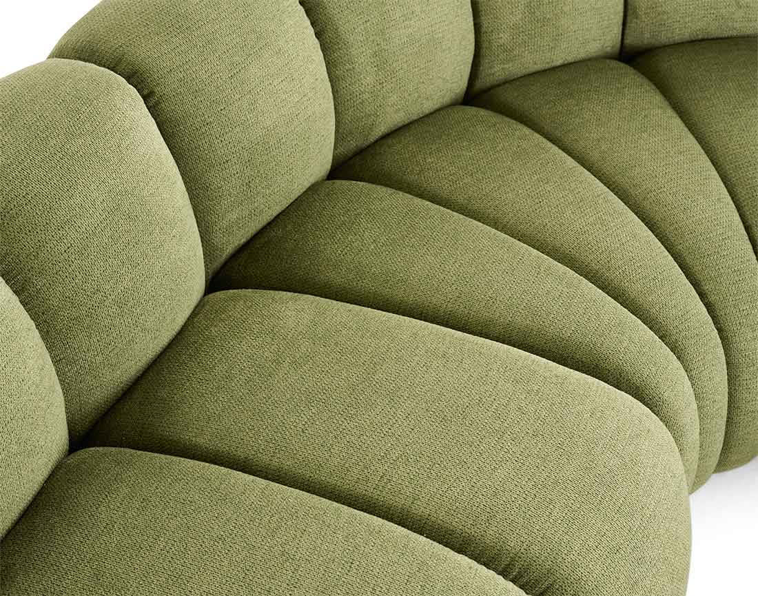 Canapé Modulable Arrondi Tissu Texturé 4 Places Vert Angle Droit - Debbie