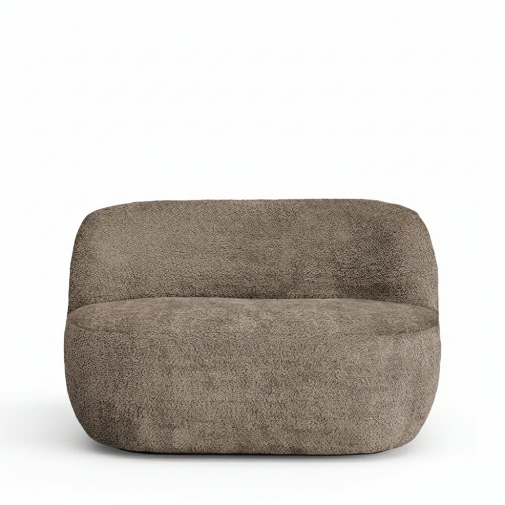 Banquette Arrondie Bouclette 2 Places Taupe - Mo
