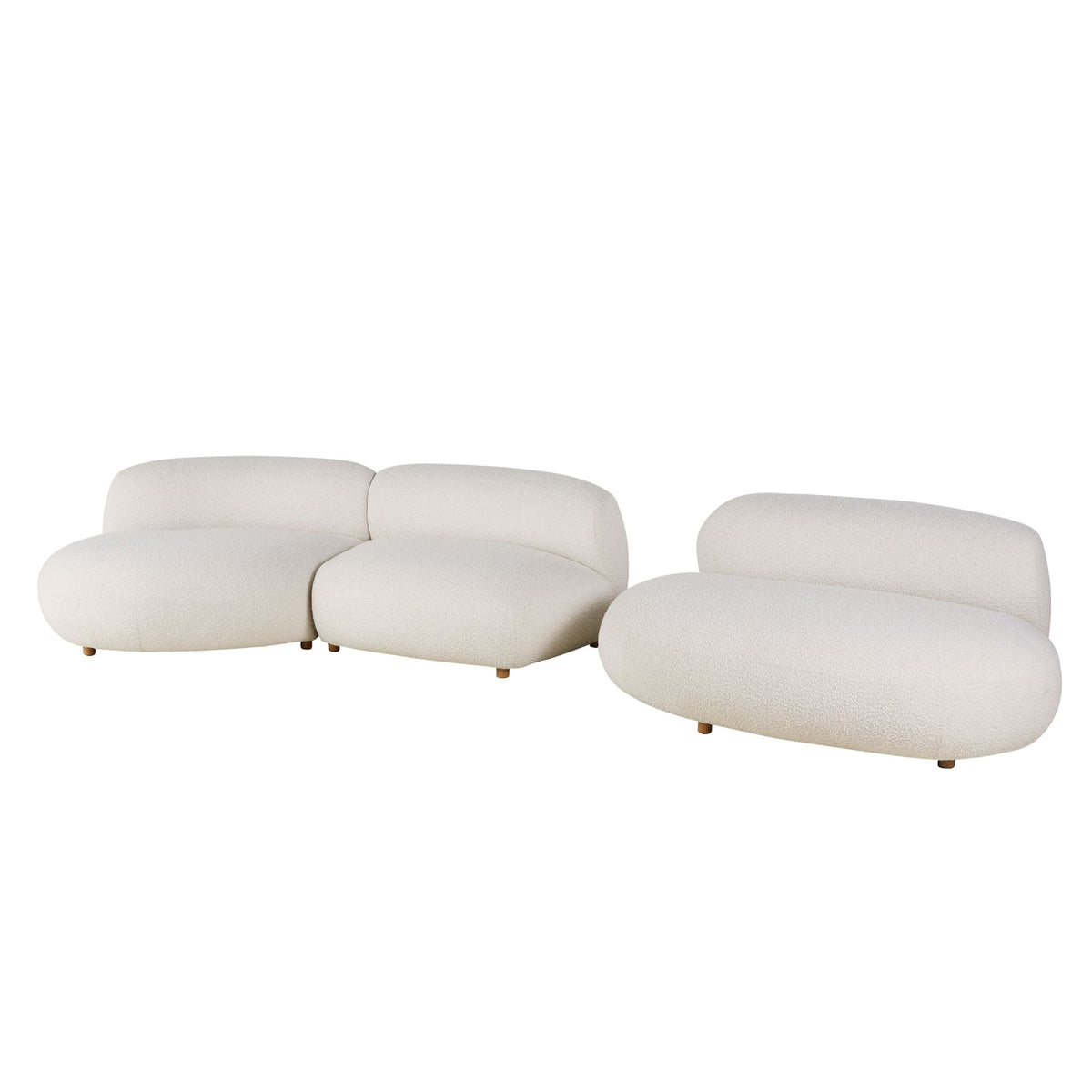 Canapé Arrondi Bouclette 4 Places Beige - Stonic
