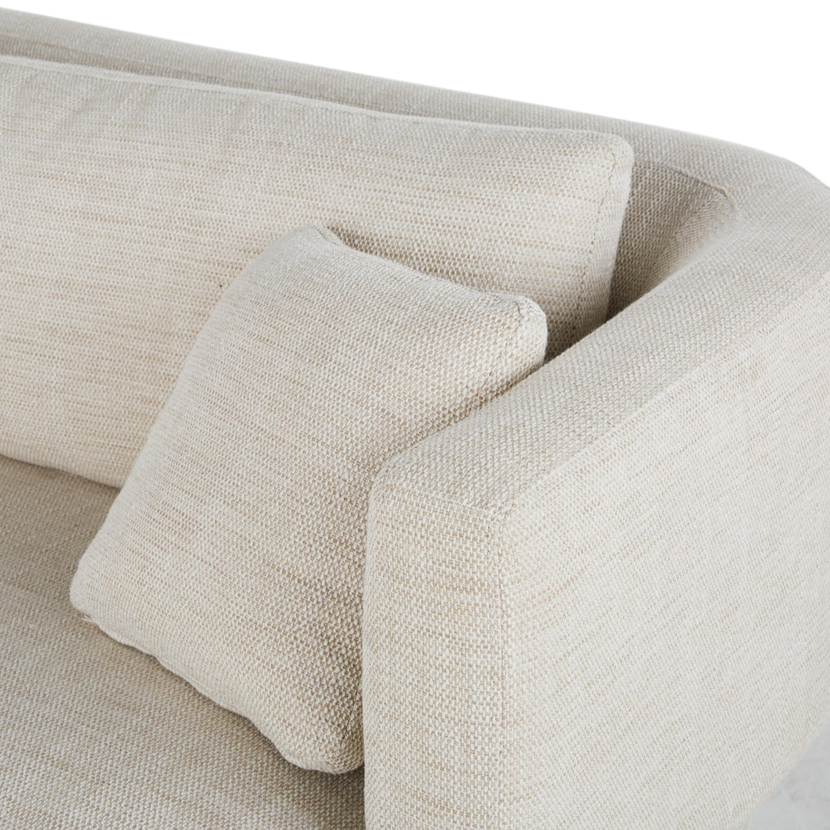 Canapé d'Angle Arrondi Velours 4 Places Beige Sable Angle Gauche - Modjo