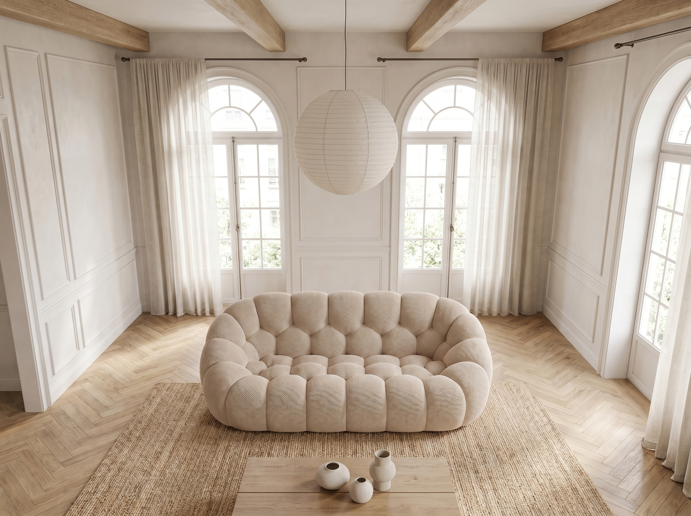 Canapé Bubble Arrondi 2 Places Beige - Cocoon