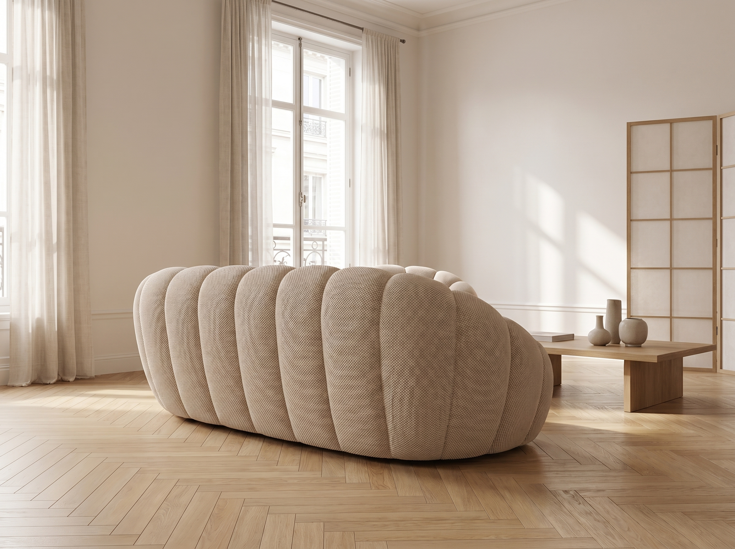 Canapé Bubble Arrondi 2 Places Beige - Cocoon