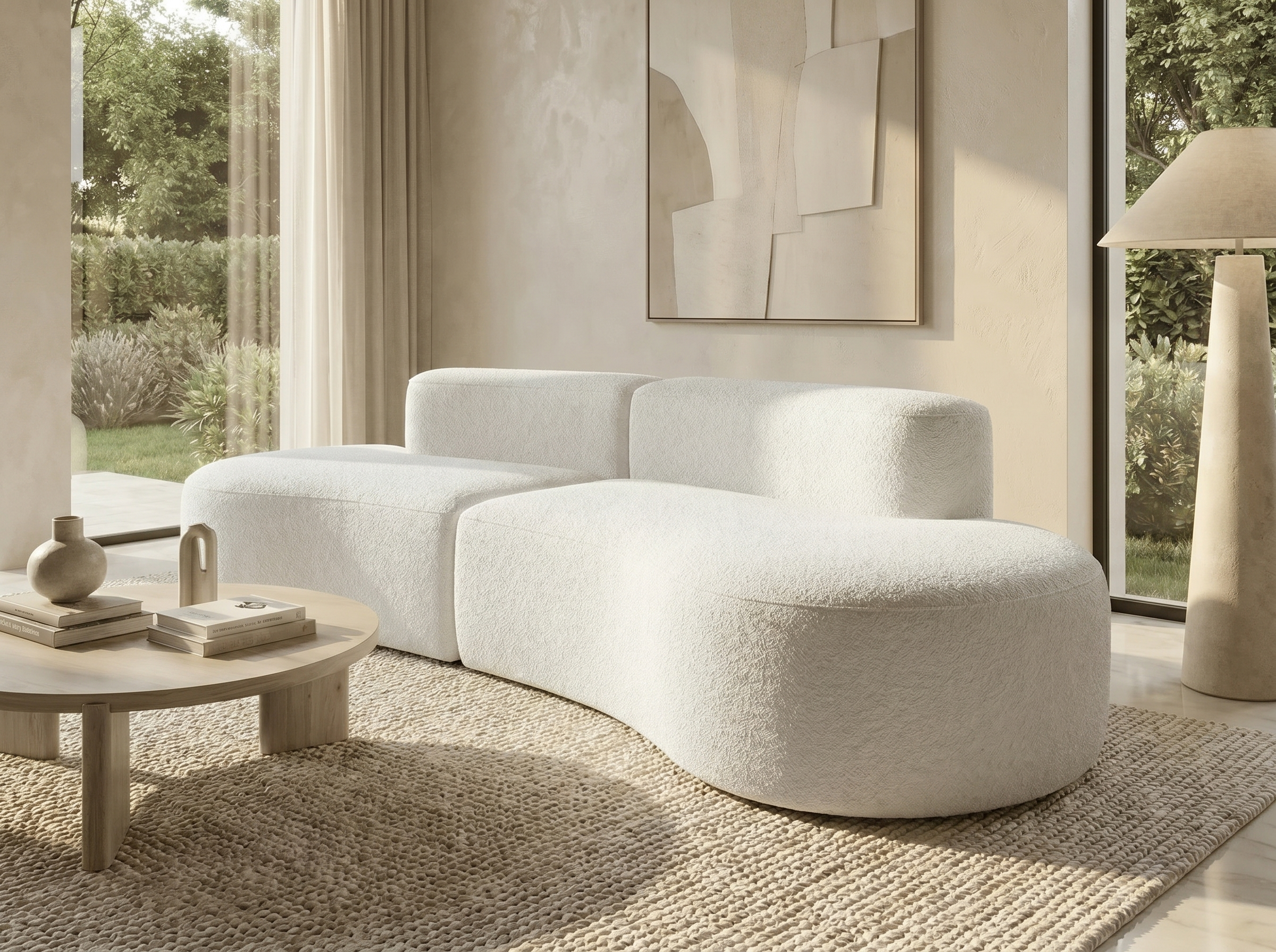 Canapé Arrondi Compressé Blanc - Coco Living