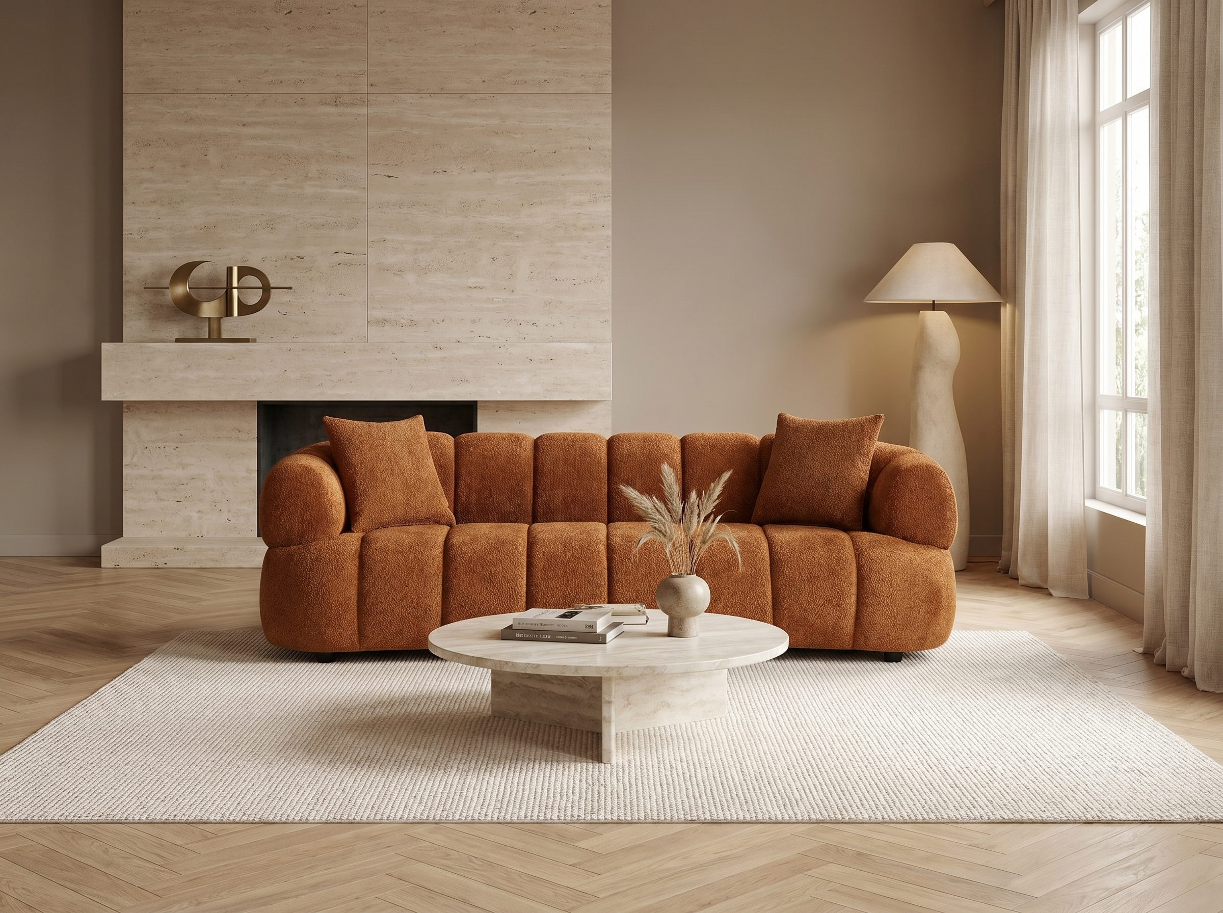 Canapé Nuage Arrondi 3 Places Terracotta - COLIANI