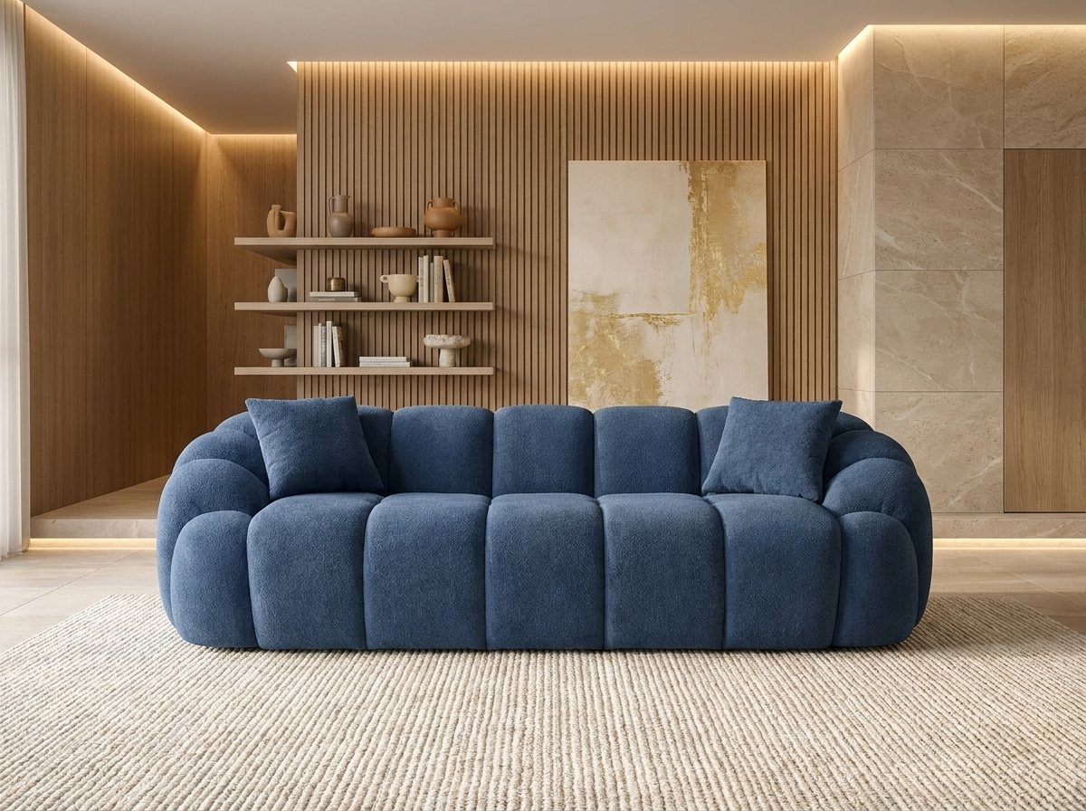 Canapé Arrondi 3 Places Bleu Design - ONDA