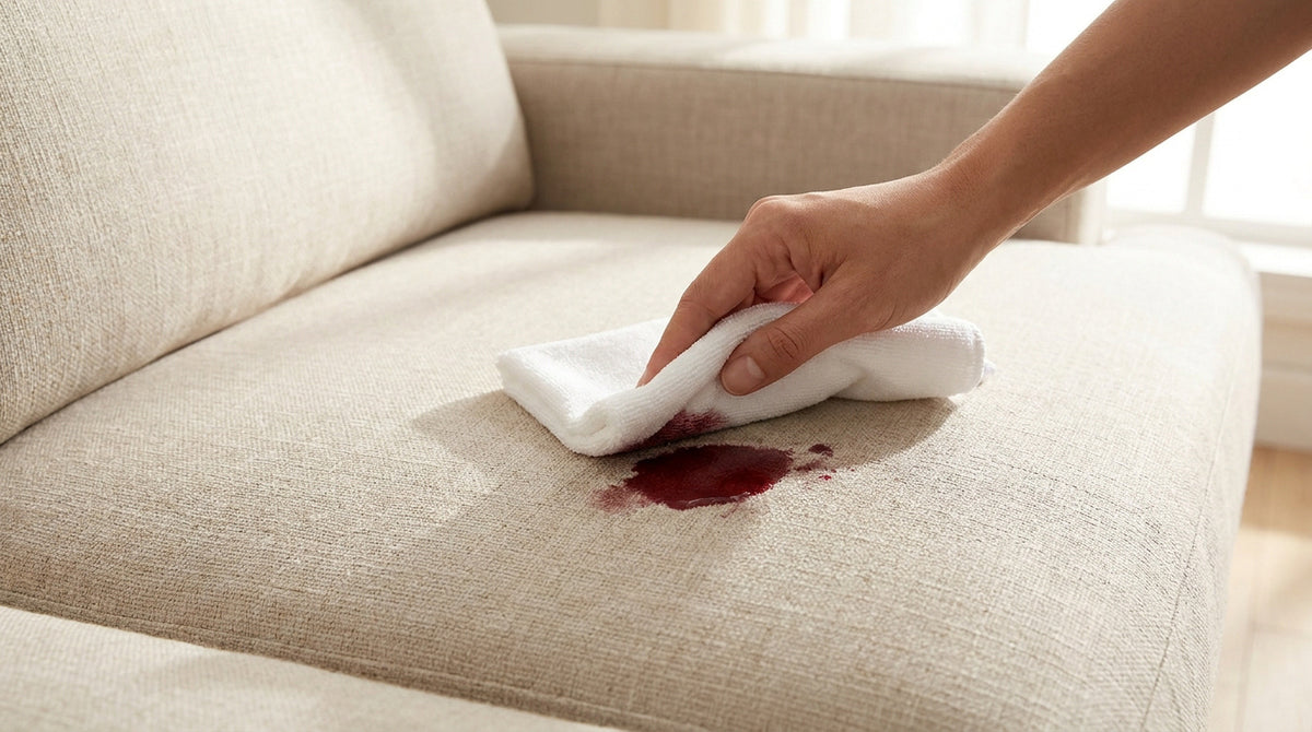 Enlever une tache de vin sur un canapé en tissu sans l'abîmer