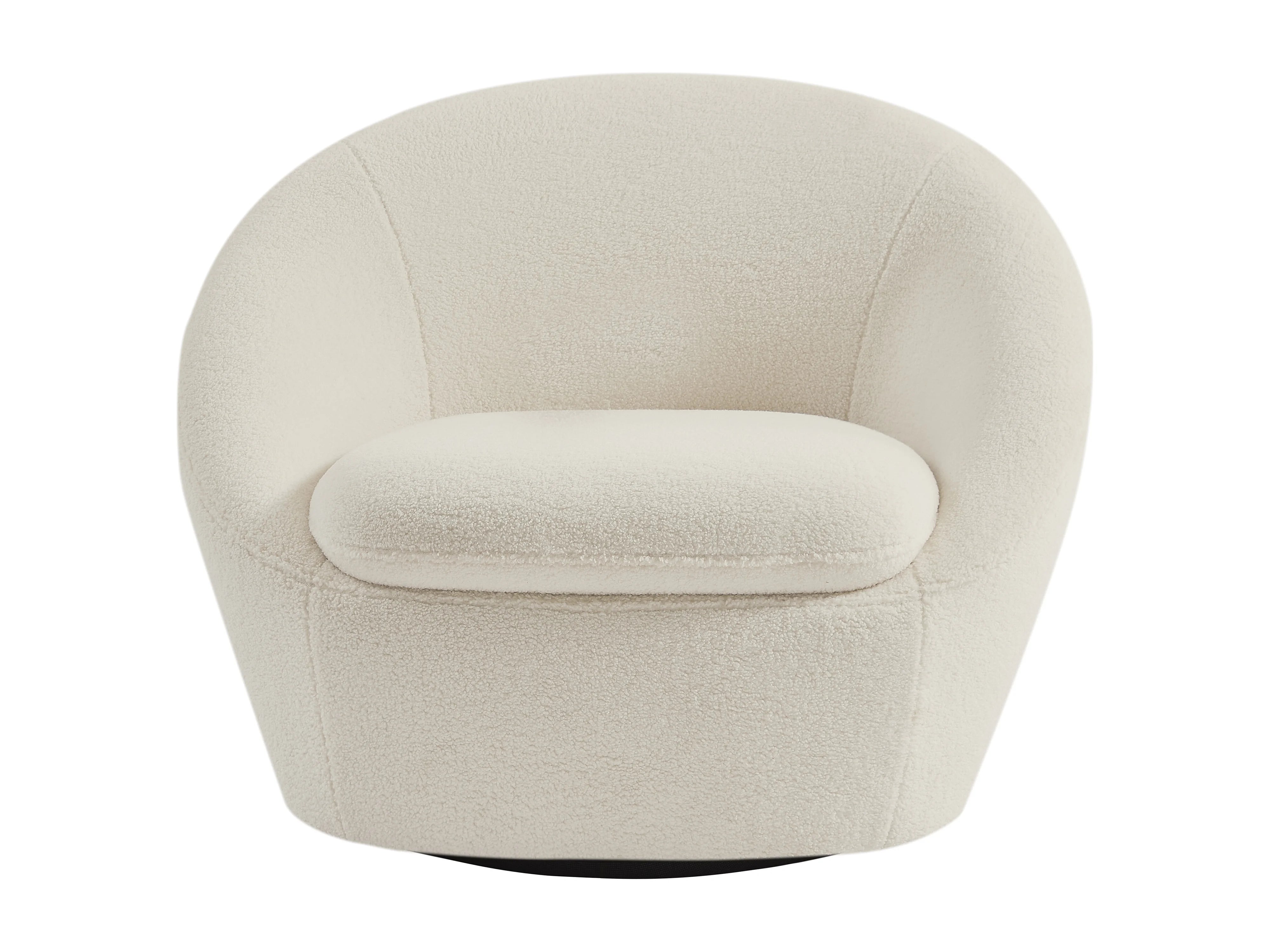 Fauteuil Arrondi Pivotant En Tissu Bouclette Blanc - LACARA