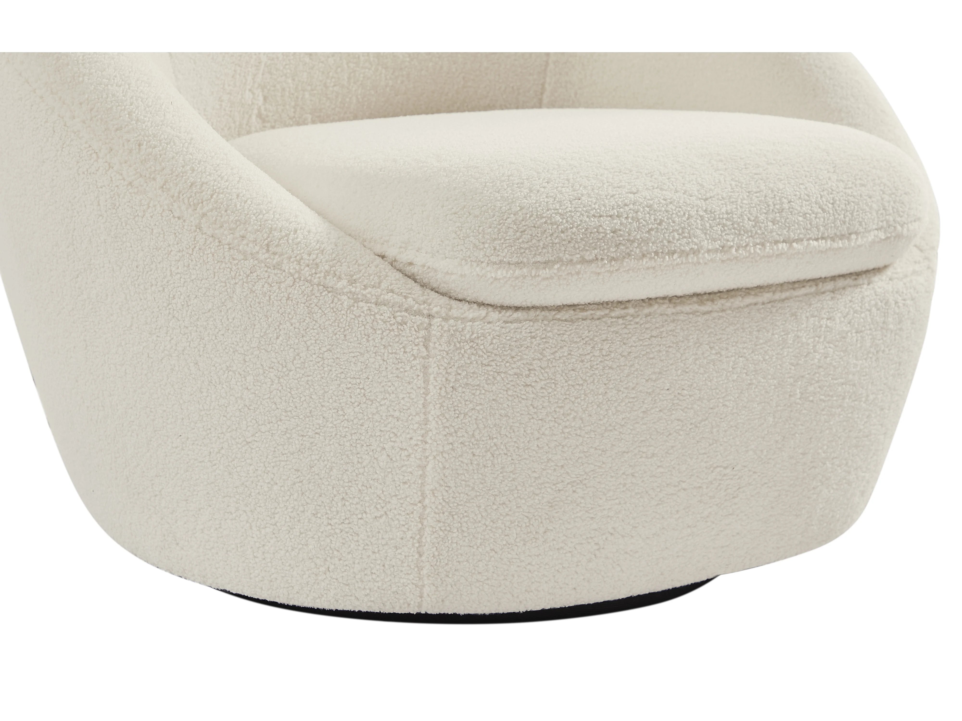 Fauteuil Arrondi Pivotant En Tissu Bouclette Blanc - LACARA