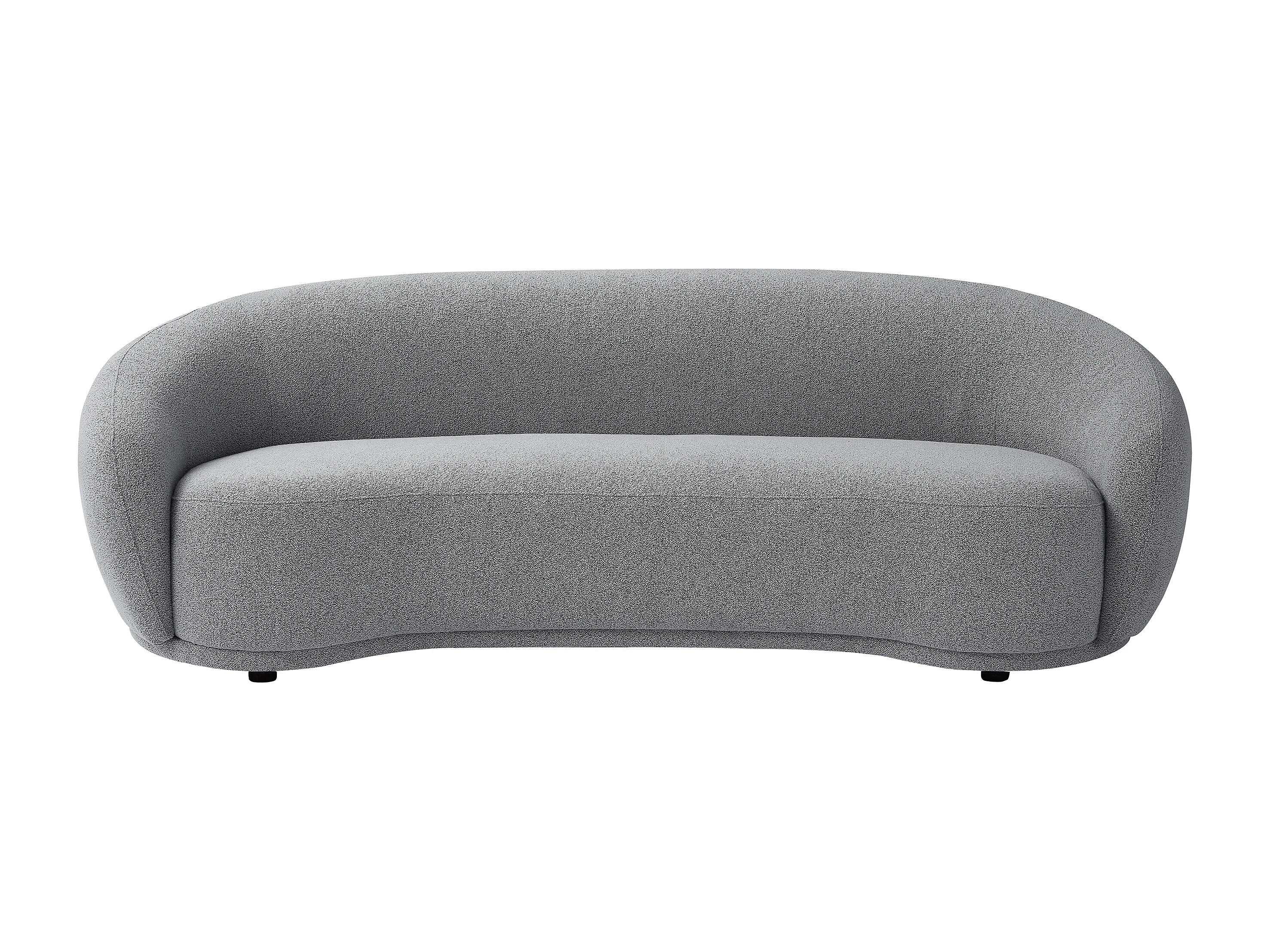 Canapé Arrondi 3 Places En Tissu Bouclette Gris - BOVANA