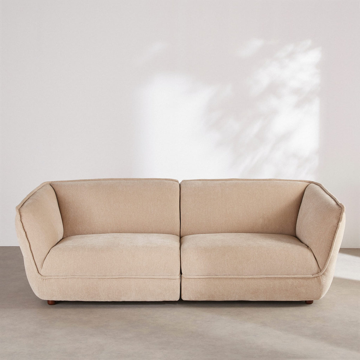 Canapé Arrondi Tissu Texturé 3 Places Beige - Crush