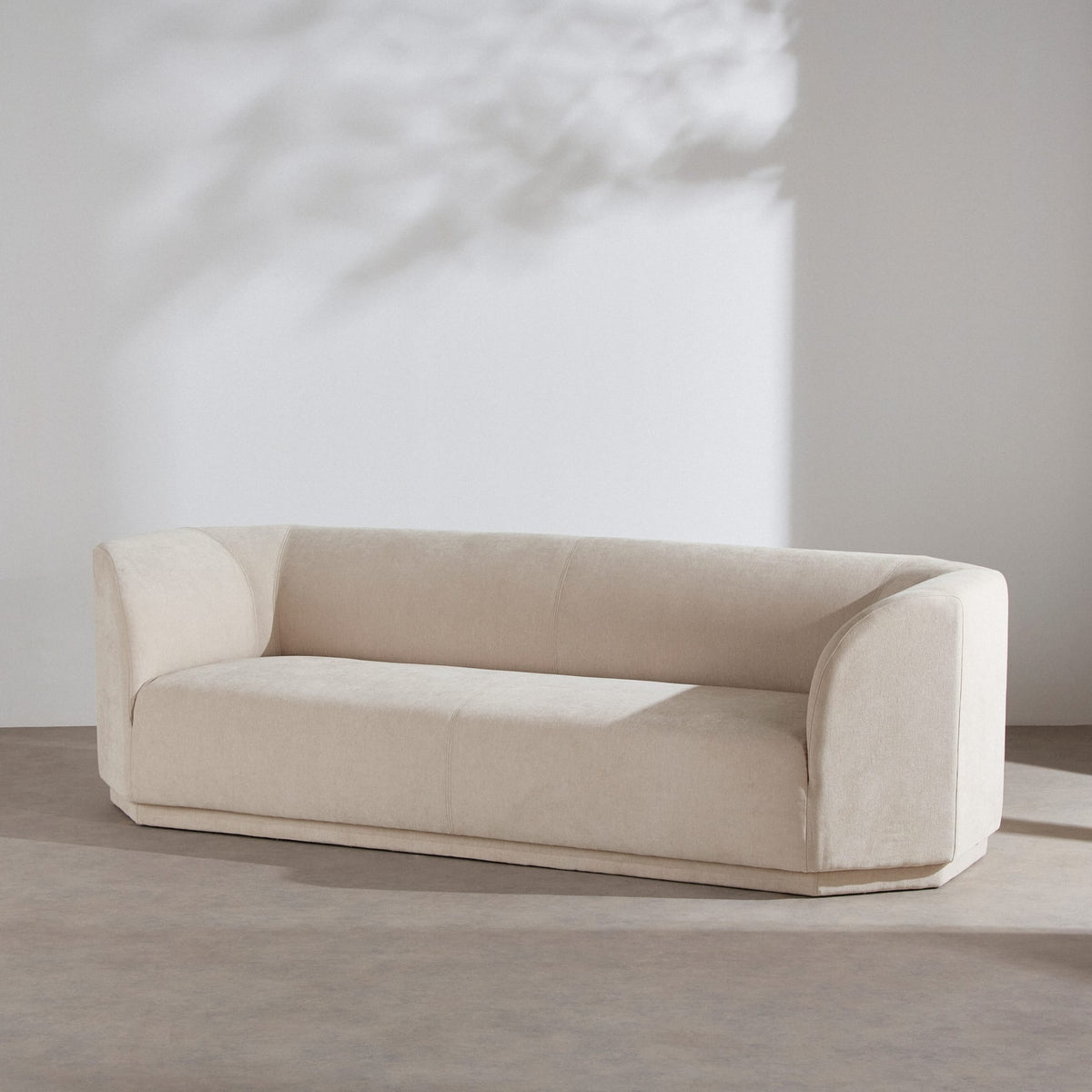 Canapé Arrondi Tissu Tramé 4 Places Beige - Gaspard