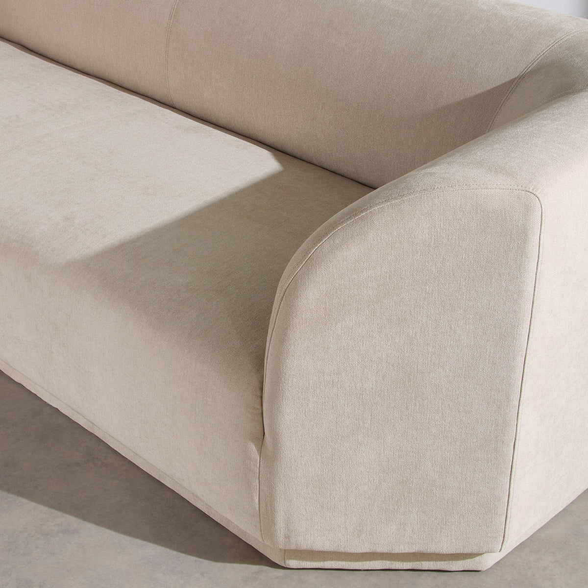 Canapé Arrondi Tissu Tramé 4 Places Beige - Gaspard