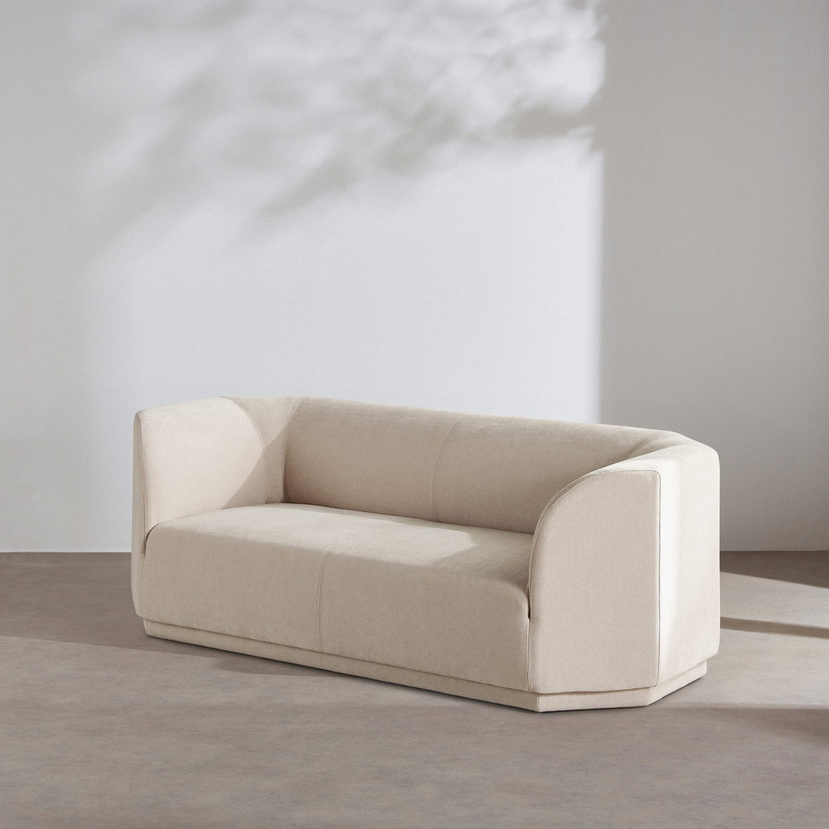 Canapé Arrondi Tissu Tramé 2 Places Beige - Gaspard