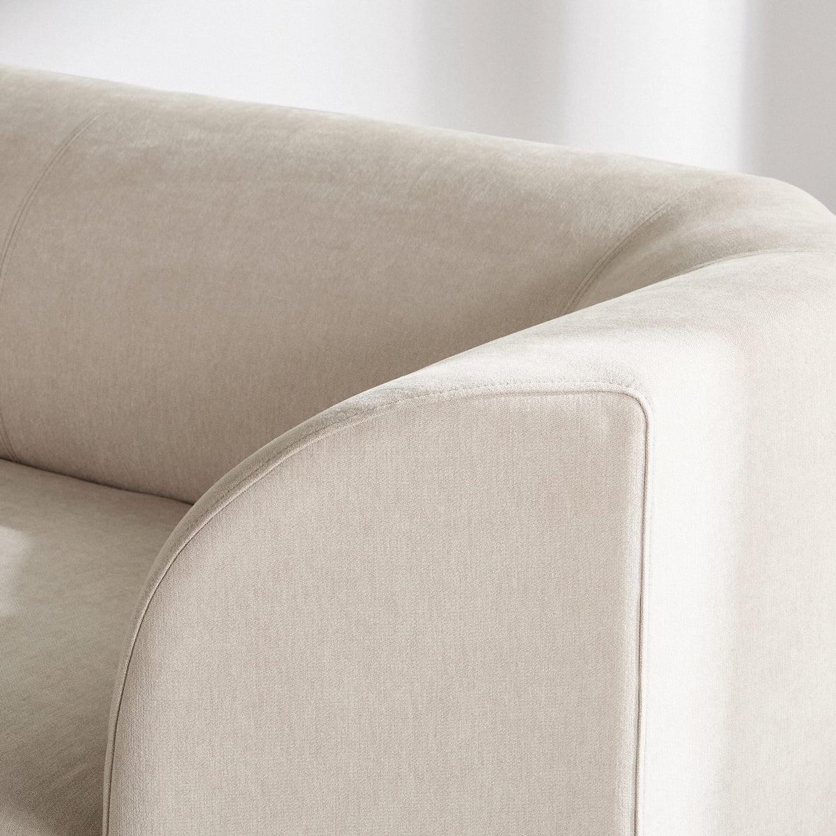 Canapé Arrondi Tissu Tramé 2 Places Beige - Gaspard