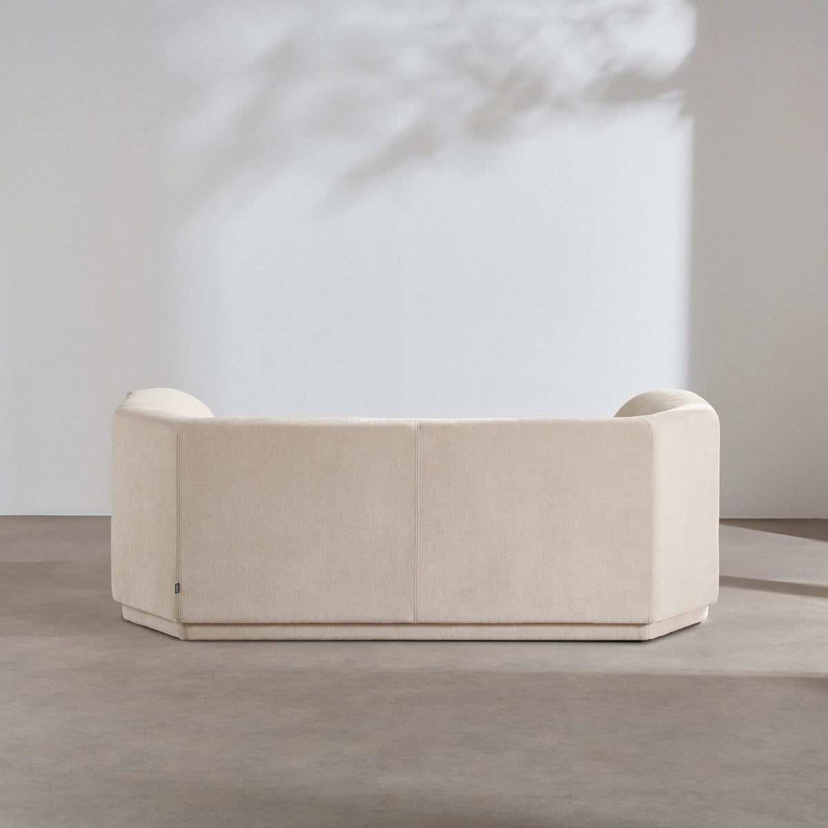 Canapé Arrondi Tissu Tramé 2 Places Beige - Gaspard