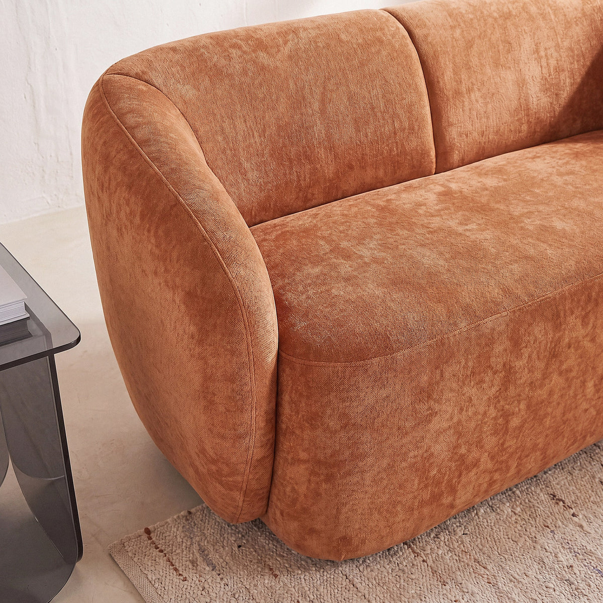 Banquette Arrondie Velours 2 Places Marron Cannelle - Bun