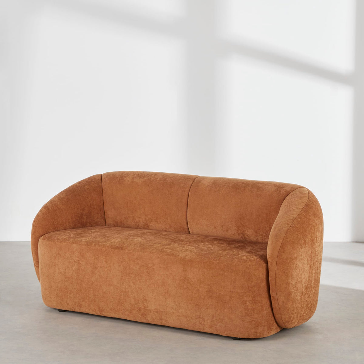 Banquette Arrondie Velours 2 Places Marron Cannelle - Bun