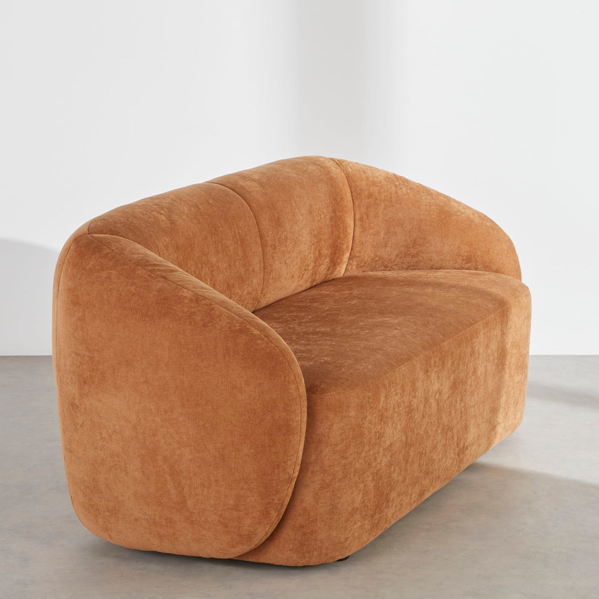 Banquette Arrondie Velours 2 Places Marron Cannelle - Bun