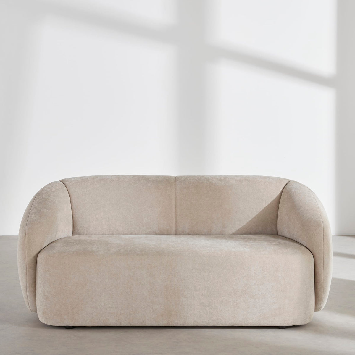 Banquette Arrondie Velours 2 Places Beige - Bun