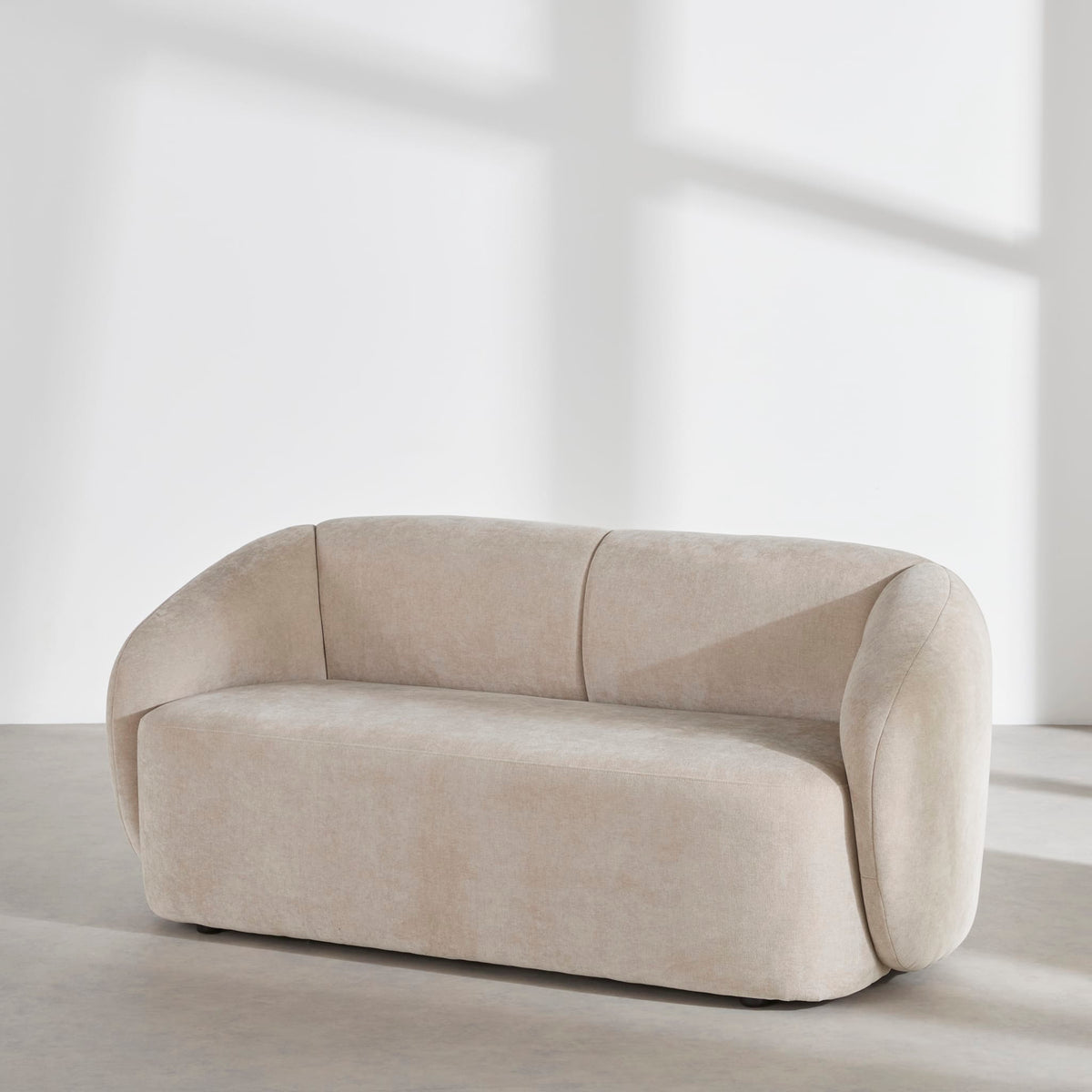 Banquette Arrondie Velours 2 Places Beige - Bun