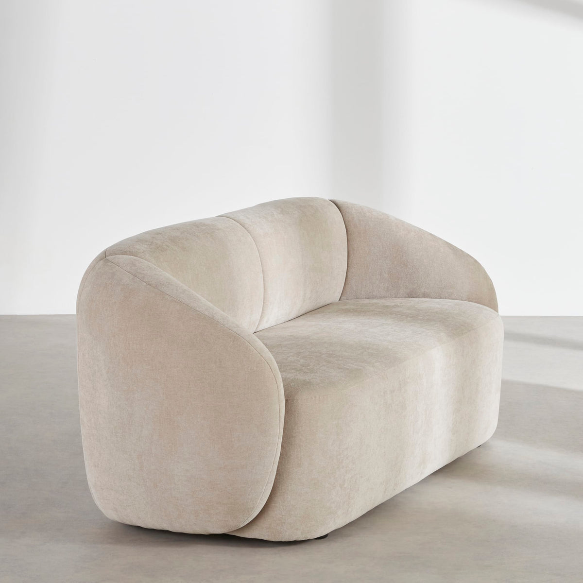 Banquette Arrondie Velours 2 Places Beige - Bun