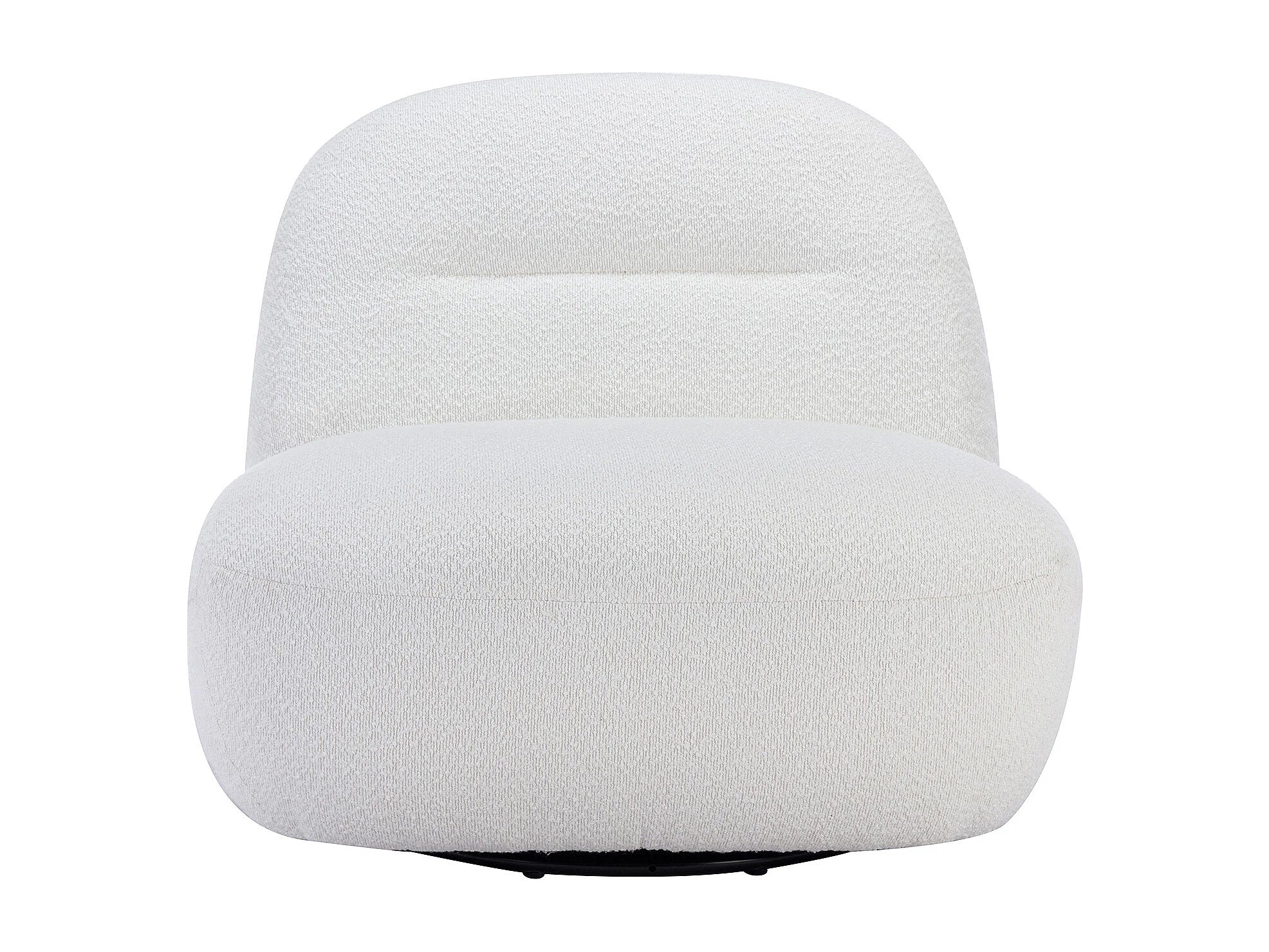 Fauteuil Arrondi Pivotant En Tissu Bouclette Blanc - POZETI