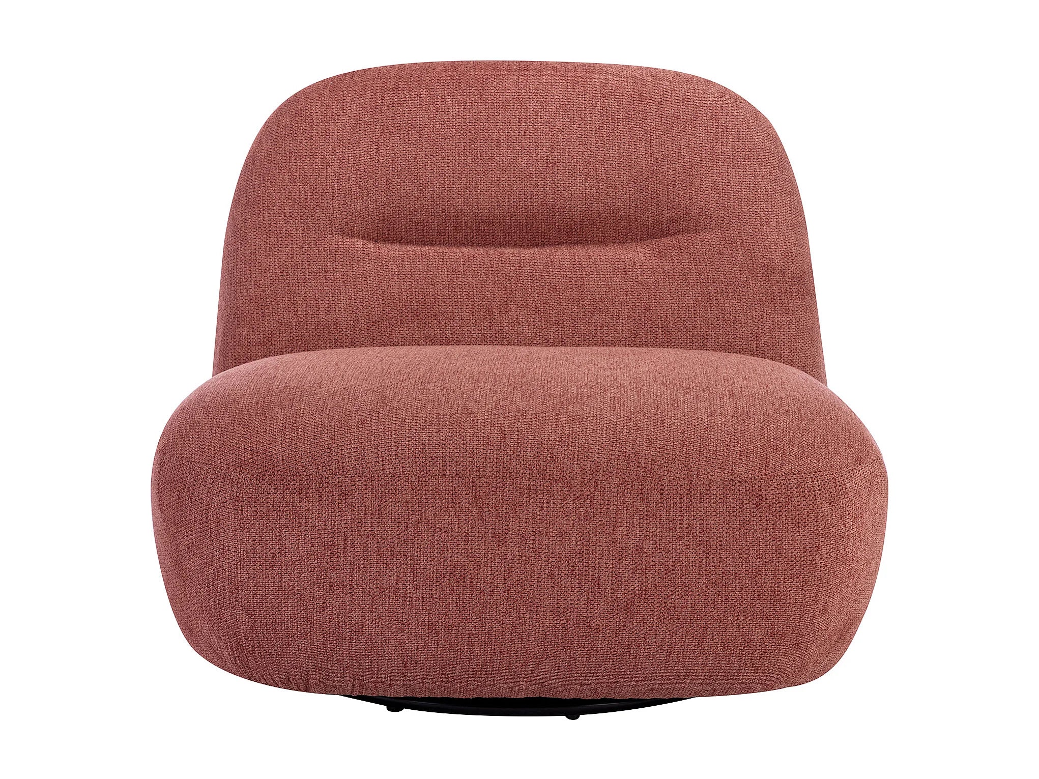 Fauteuil Arrondi Pivotant En Tissu Texturé Terracotta - POZETI