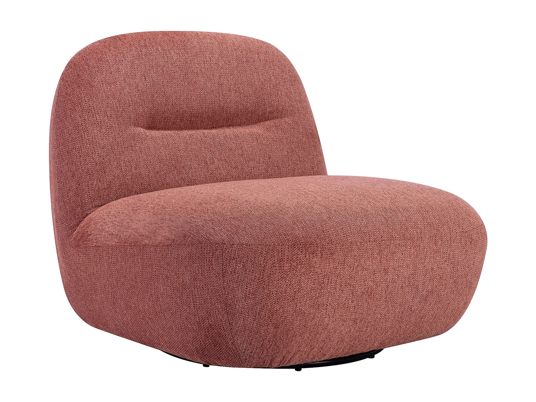 Fauteuil Arrondi Pivotant En Tissu Texturé Terracotta - POZETI