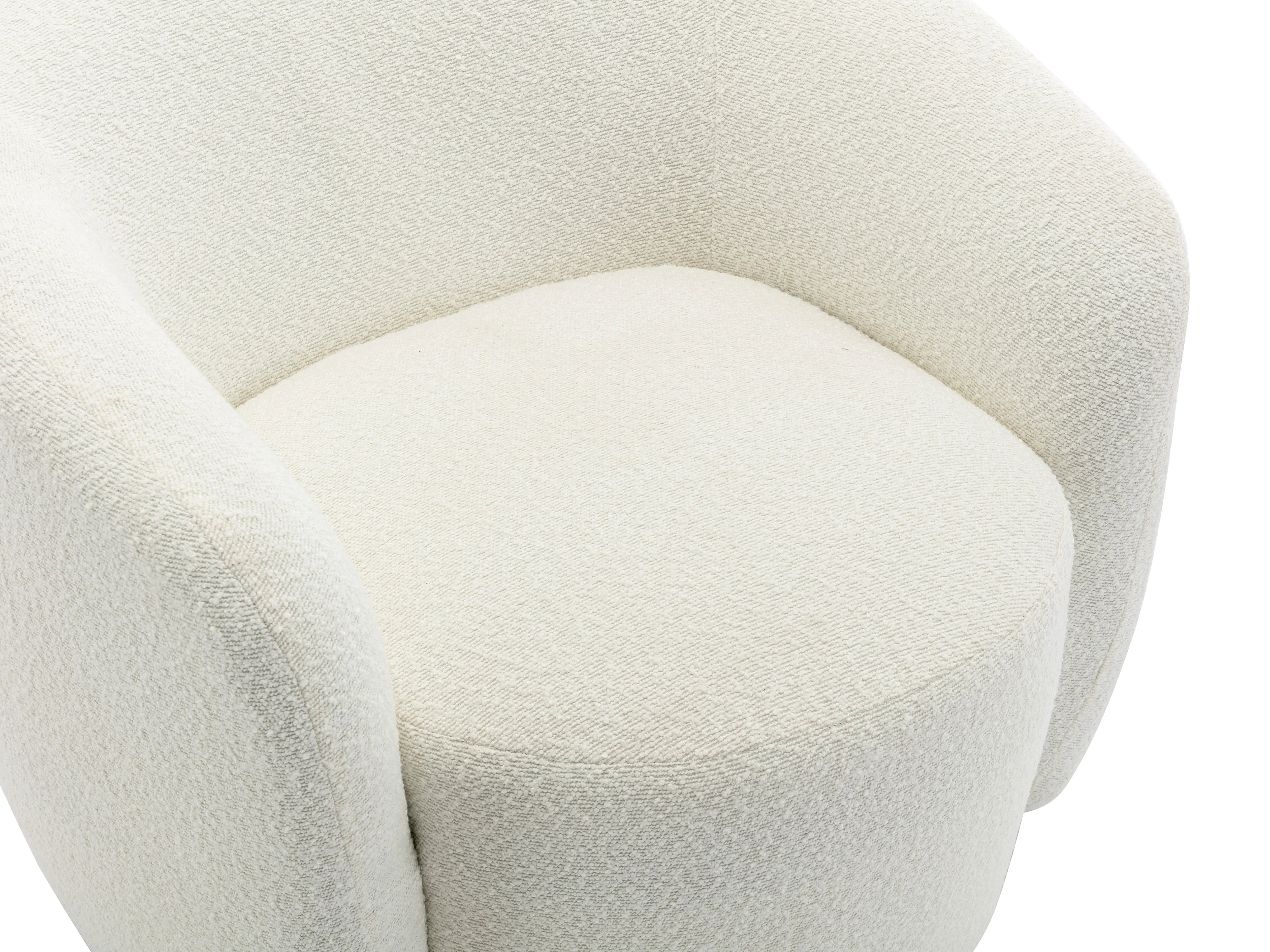 Fauteuil Arrondi Pivotant En Tissu Bouclette Blanc - VEREIDE