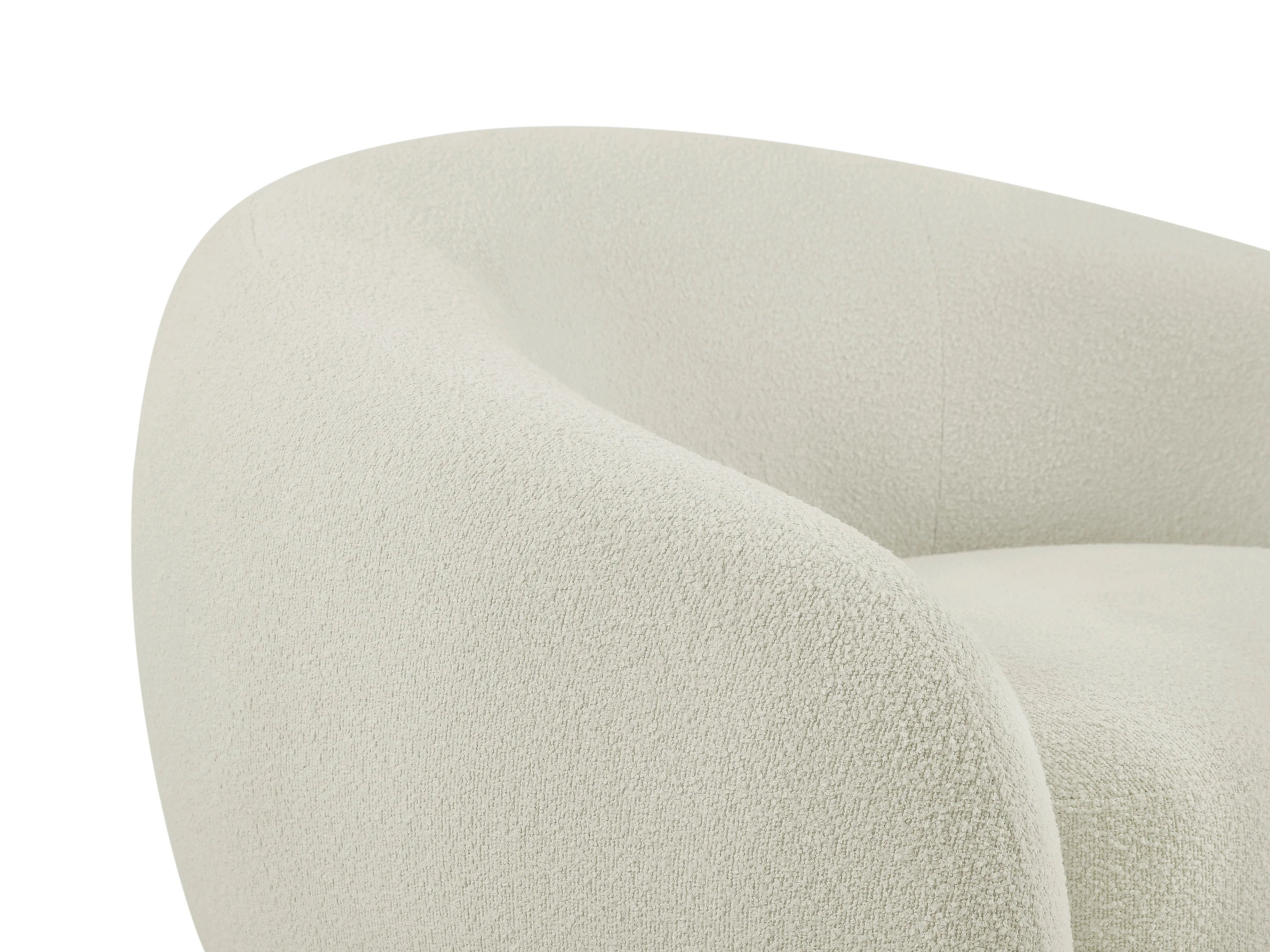 Fauteuil Arrondi En Tissu Bouclette Blanc Ivoire - BOVANA