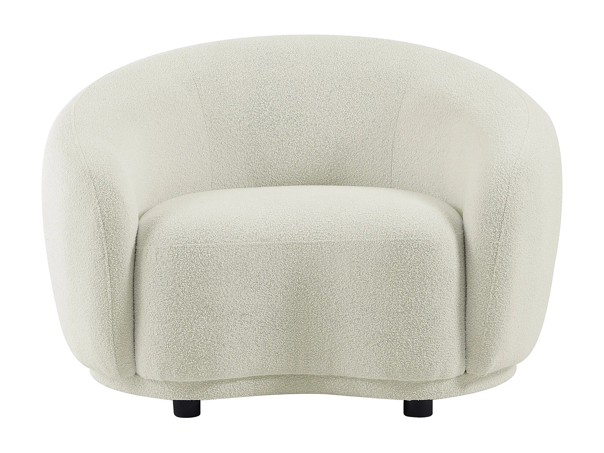 Fauteuil Arrondi En Tissu Bouclette Blanc Ivoire - BOVANA