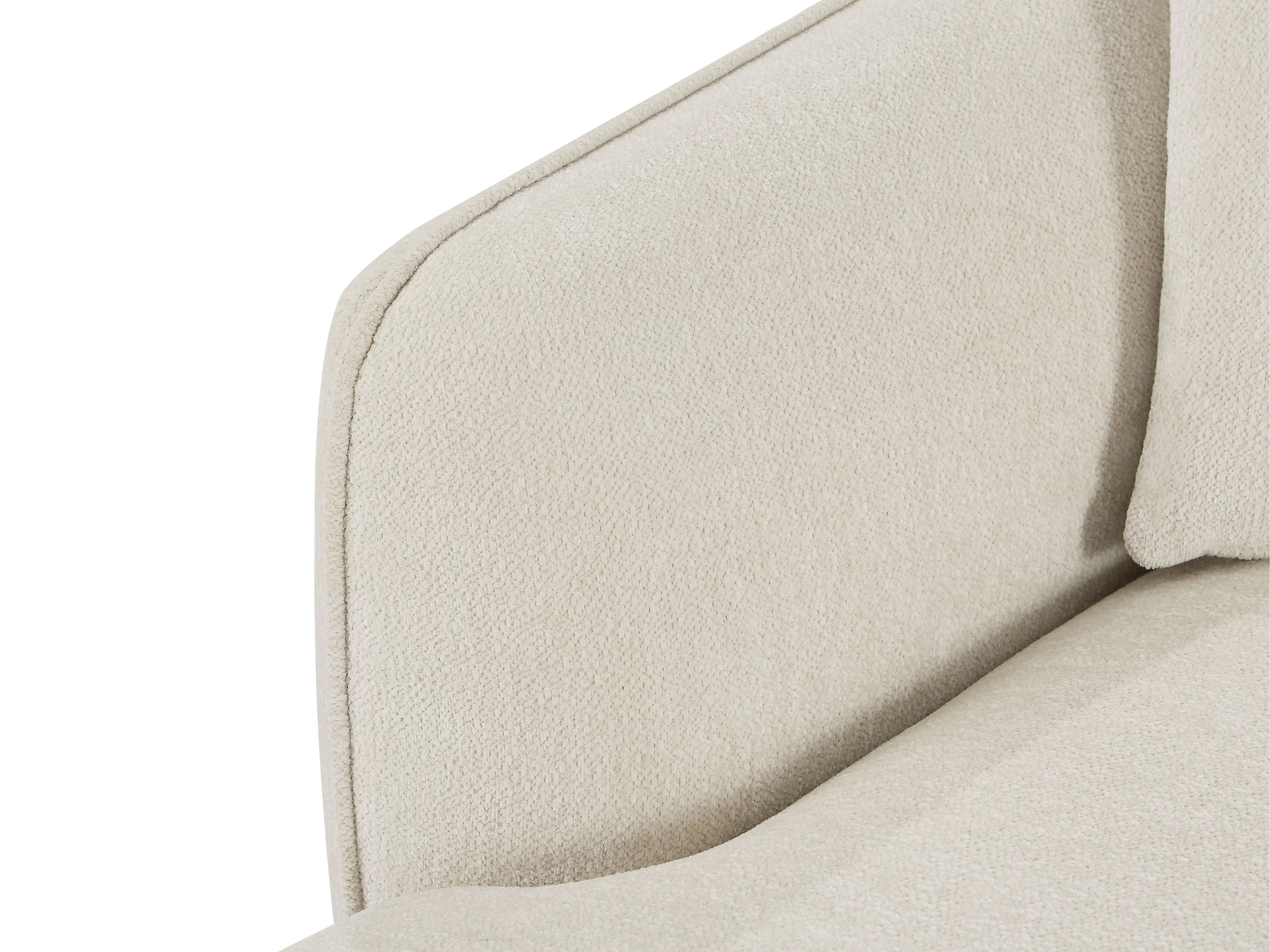 Canapé Arrondi D'Angle Gauche En Tissu Chenille Beige - DOKALO