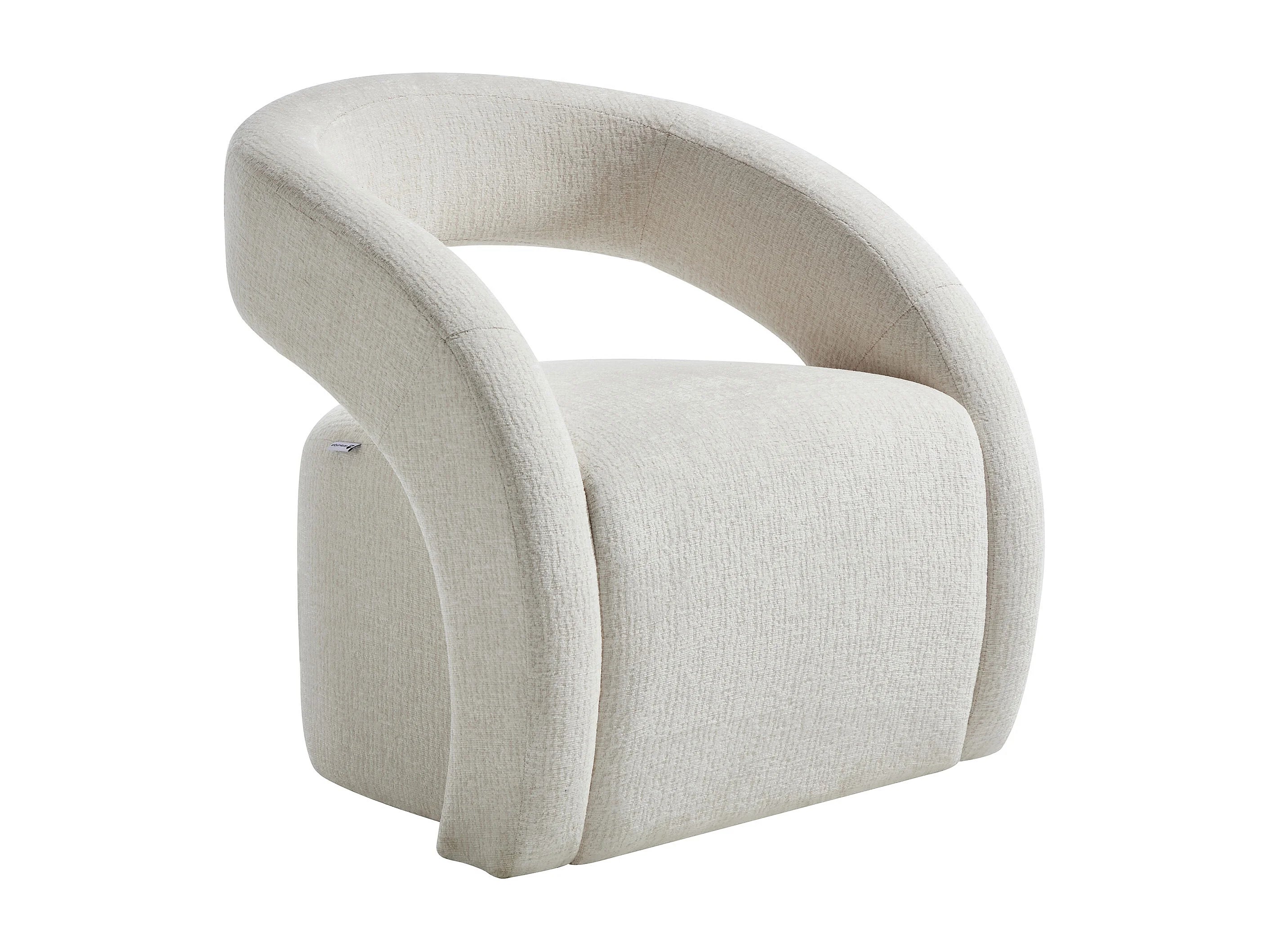 Fauteuil Arrondi En Tissu Chenille Beige - LUCIOTA