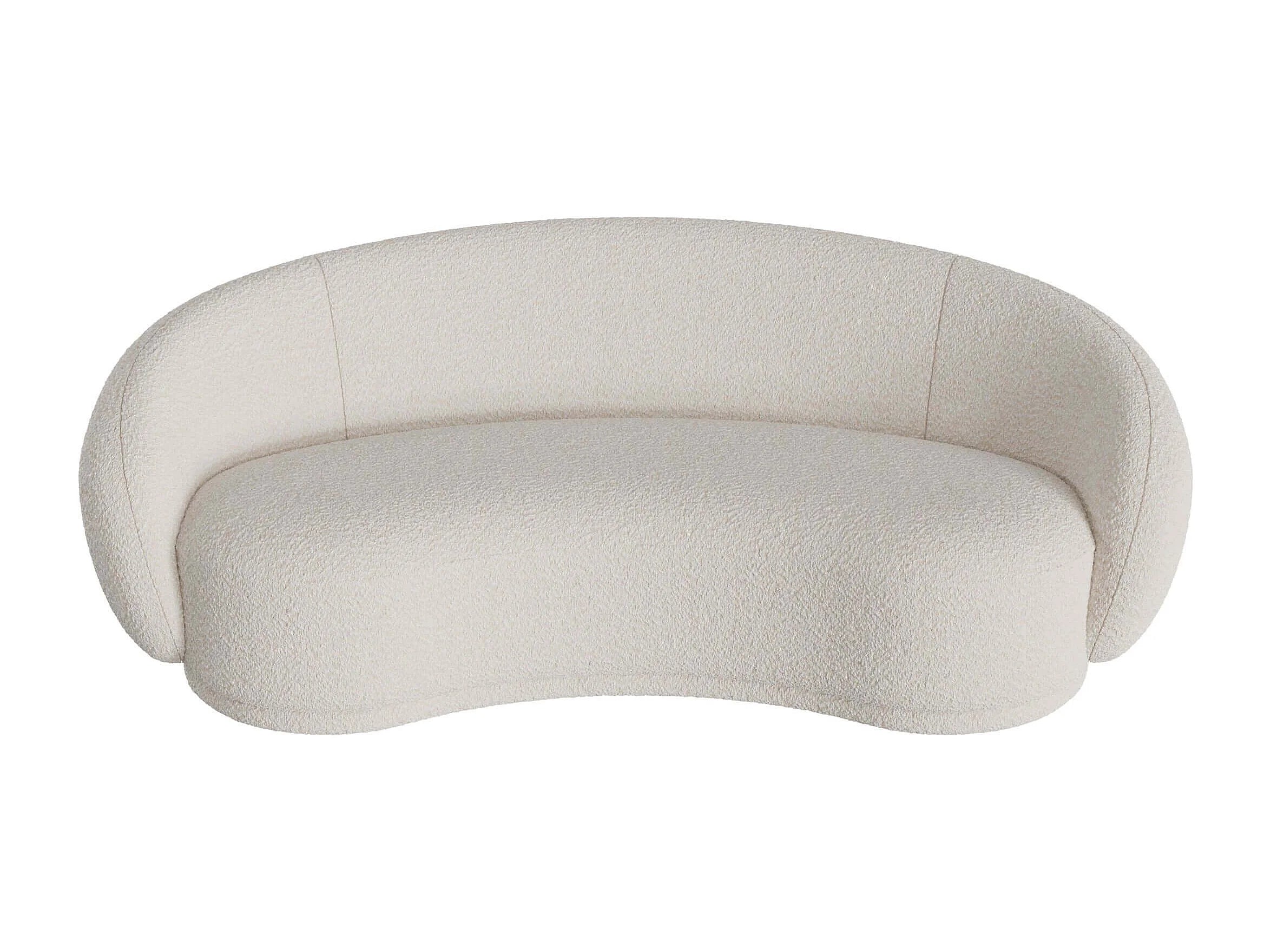 Canapé Arrondi 3 Places En Tissu Bouclé Blanc - NOVA