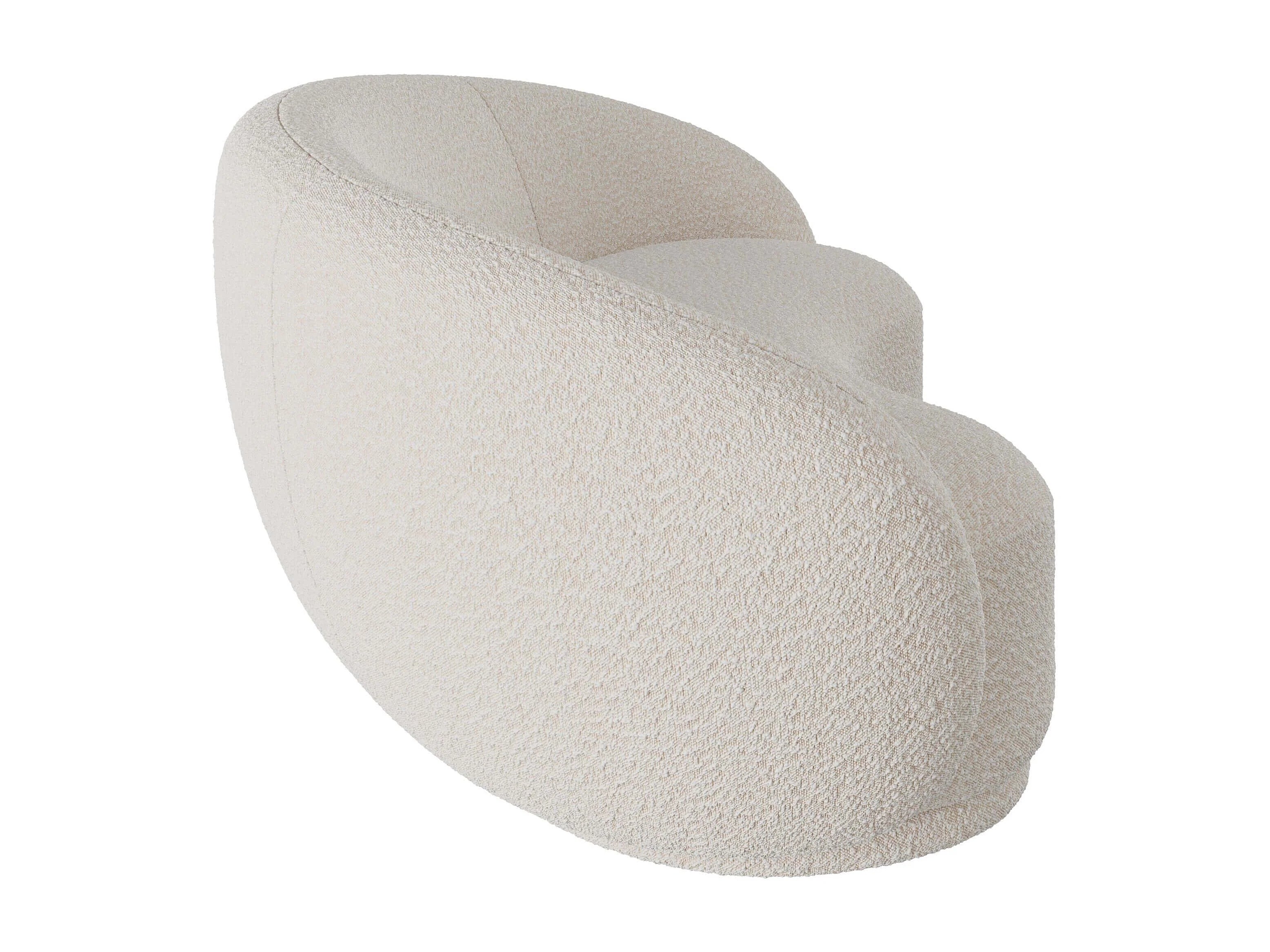 Canapé Arrondi 3 Places En Tissu Bouclé Blanc - NOVA