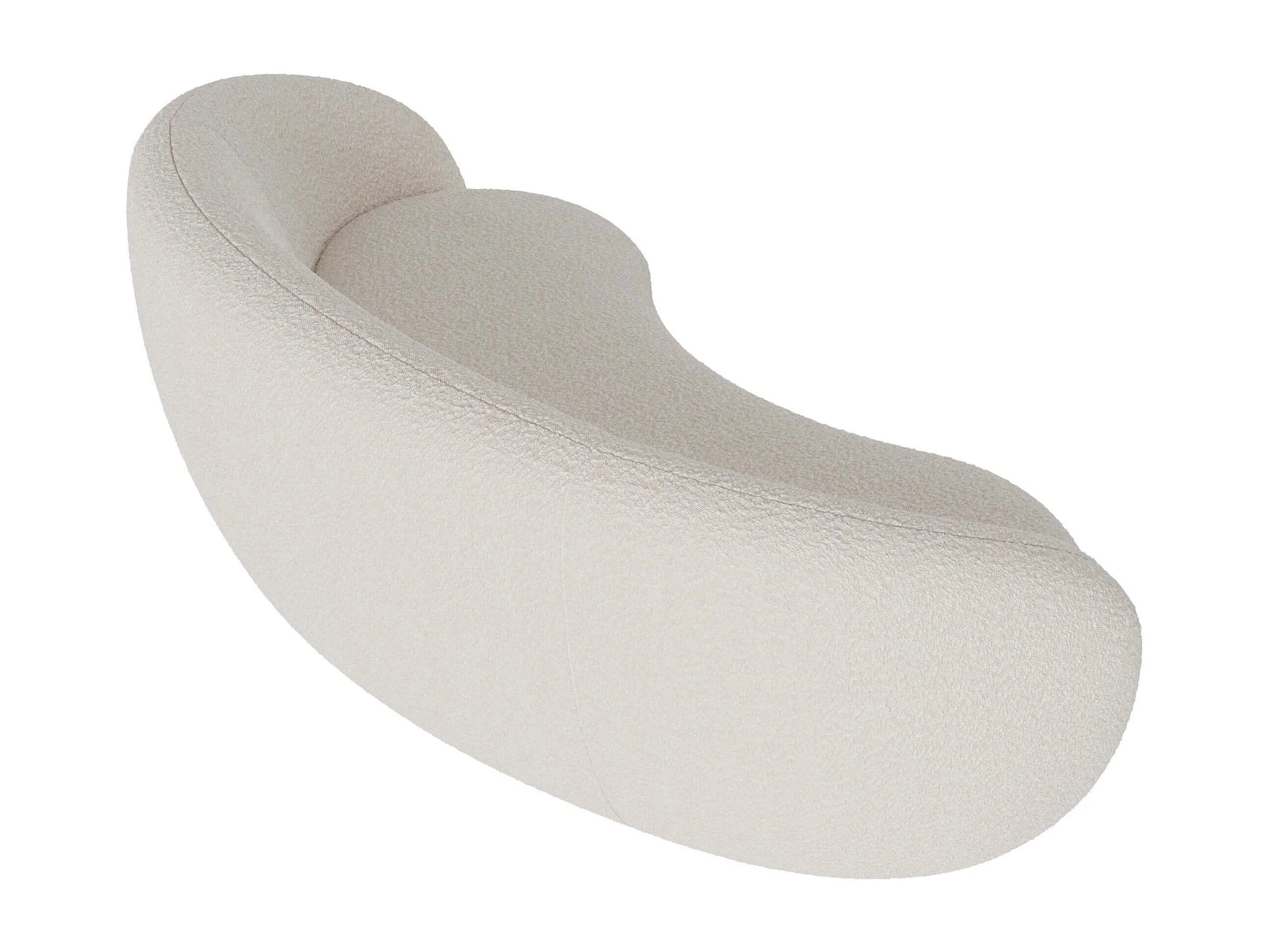 Canapé Arrondi 3 Places En Tissu Bouclé Blanc - NOVA