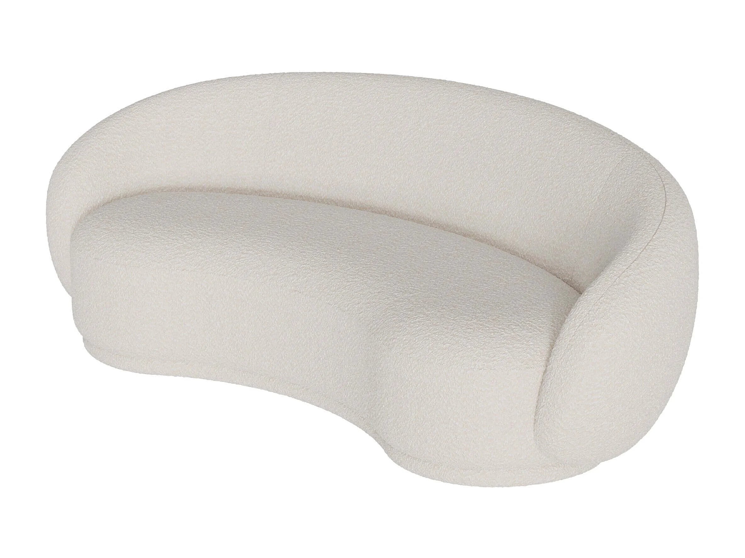 Canapé Arrondi 3 Places En Tissu Bouclé Blanc - NOVA