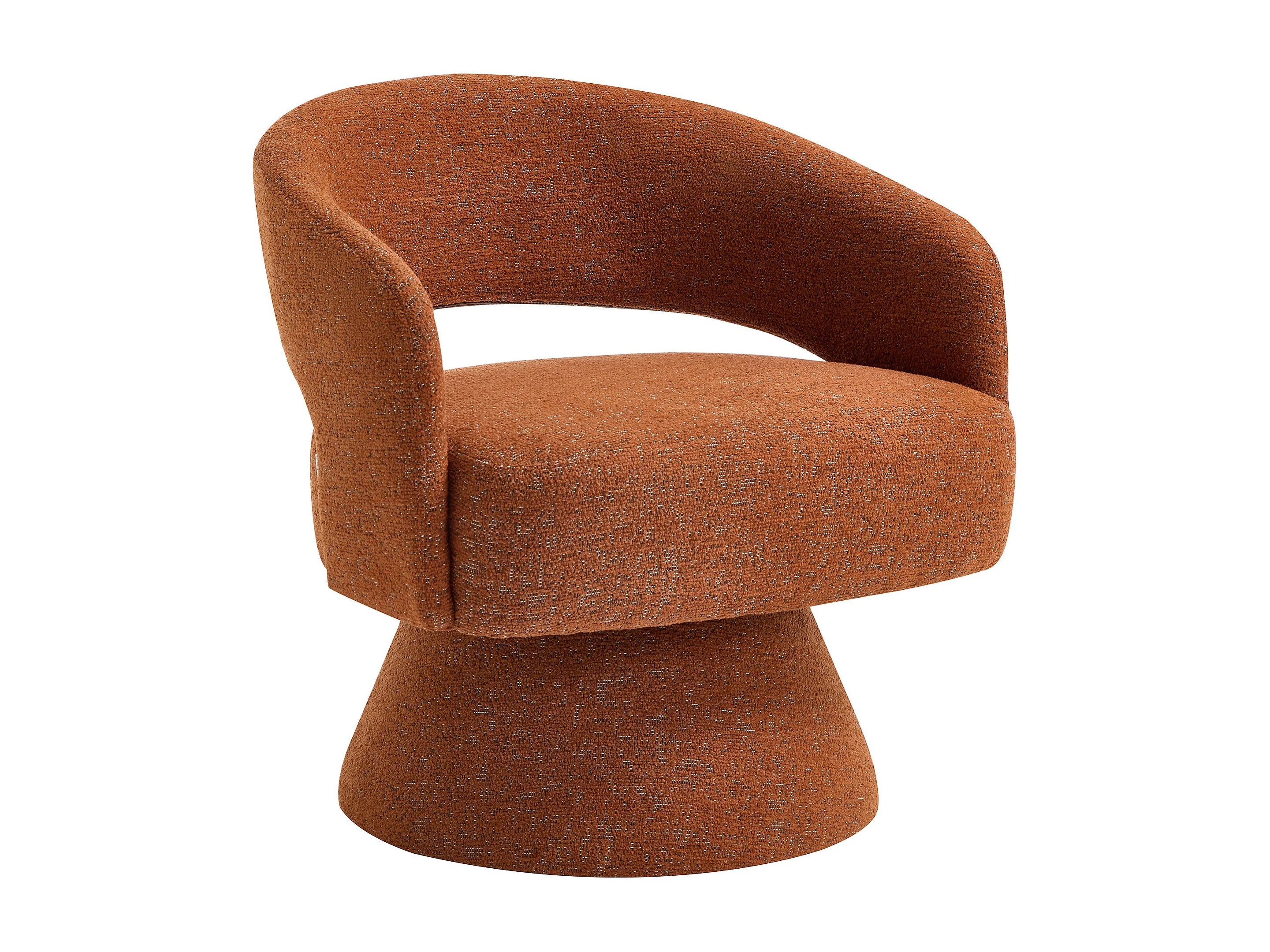 Fauteuil Arrondi Pivotant En Tissu Chenille Terracotta - FEDOTE