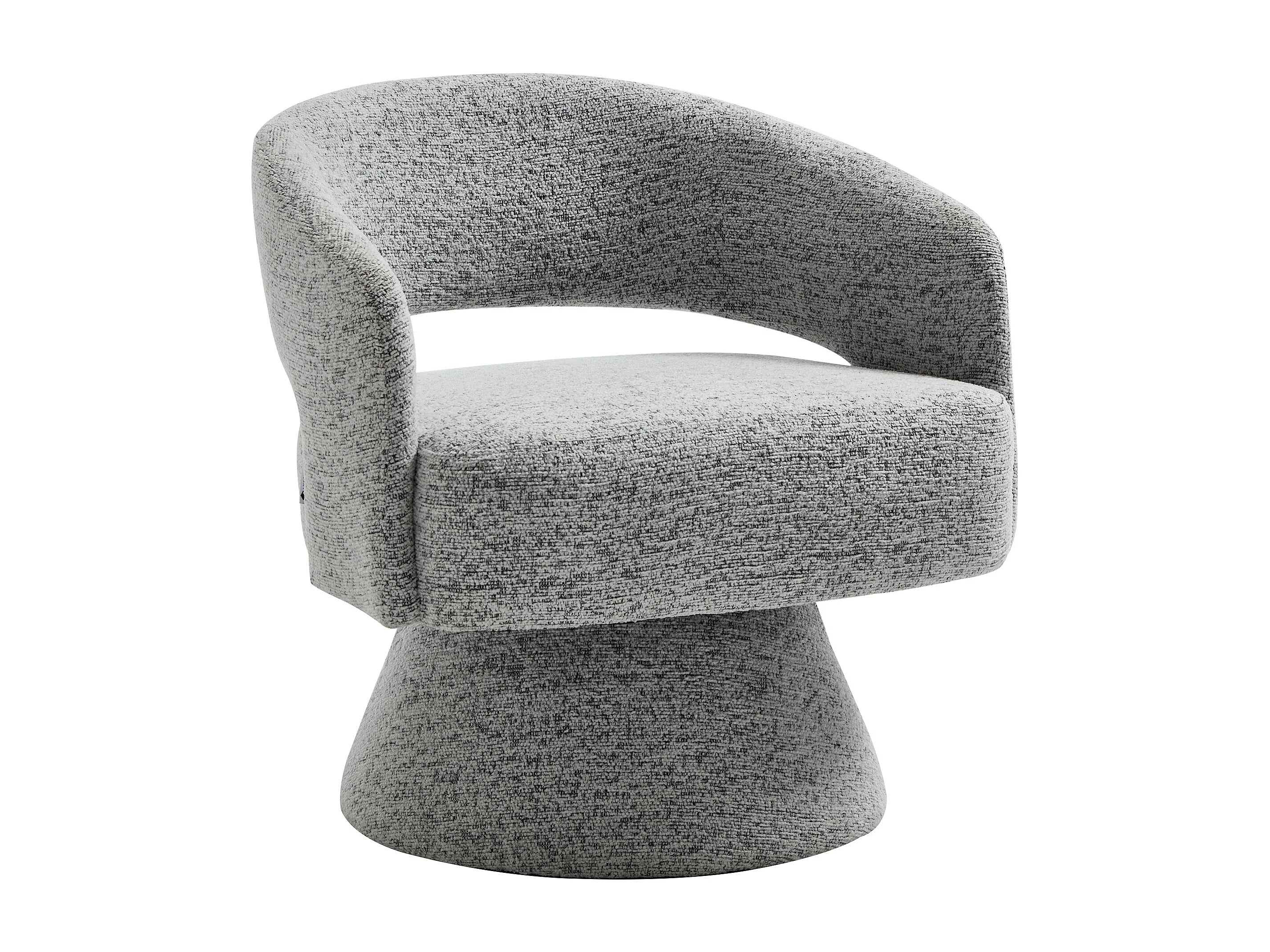 Fauteuil Arrondi Pivotant En Tissu Chenille Gris - FEDOTE