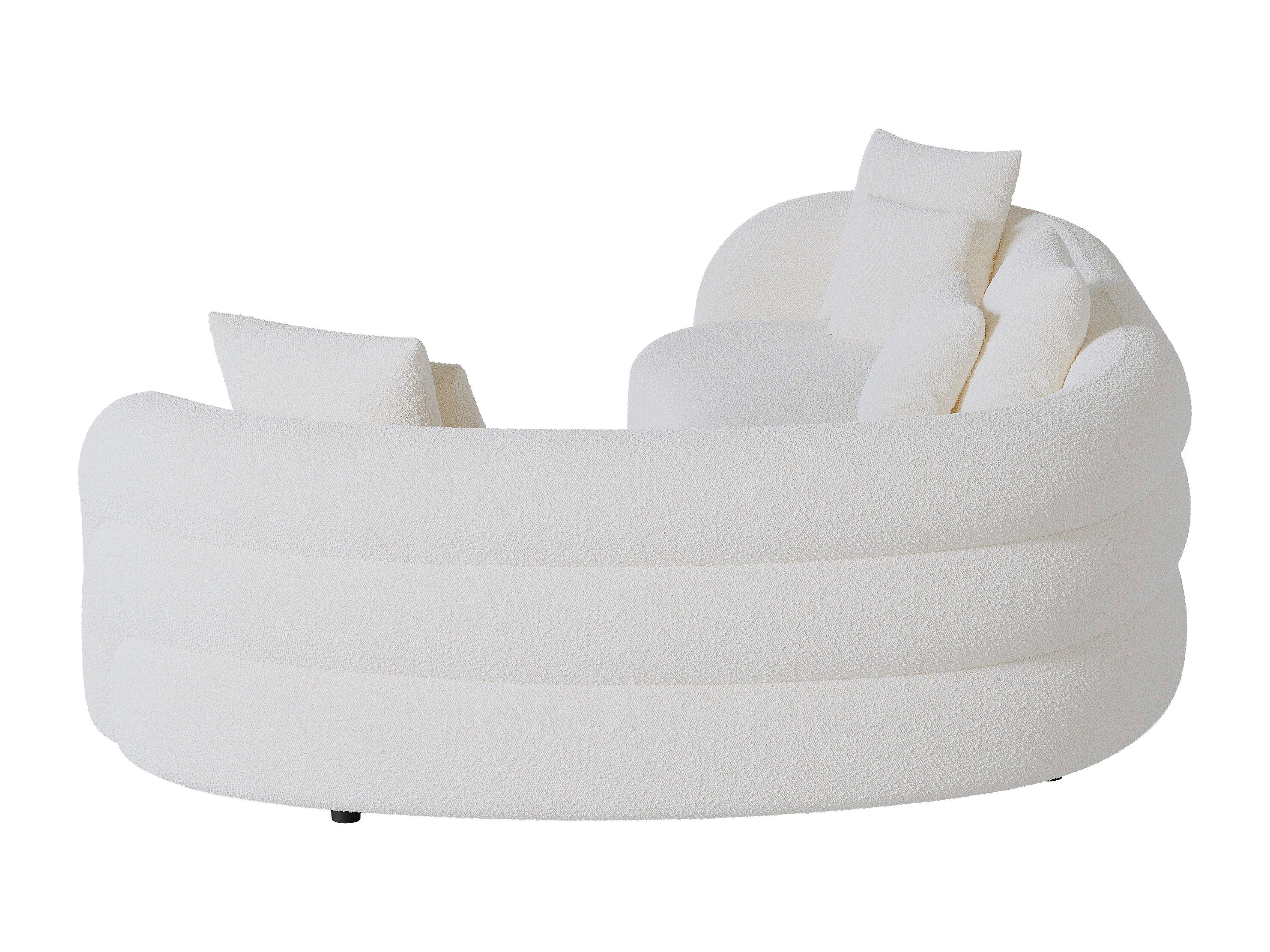 Canapé Arrondi D'Angle Gauche En Tissu Bouclette Blanc - LAPIOTA