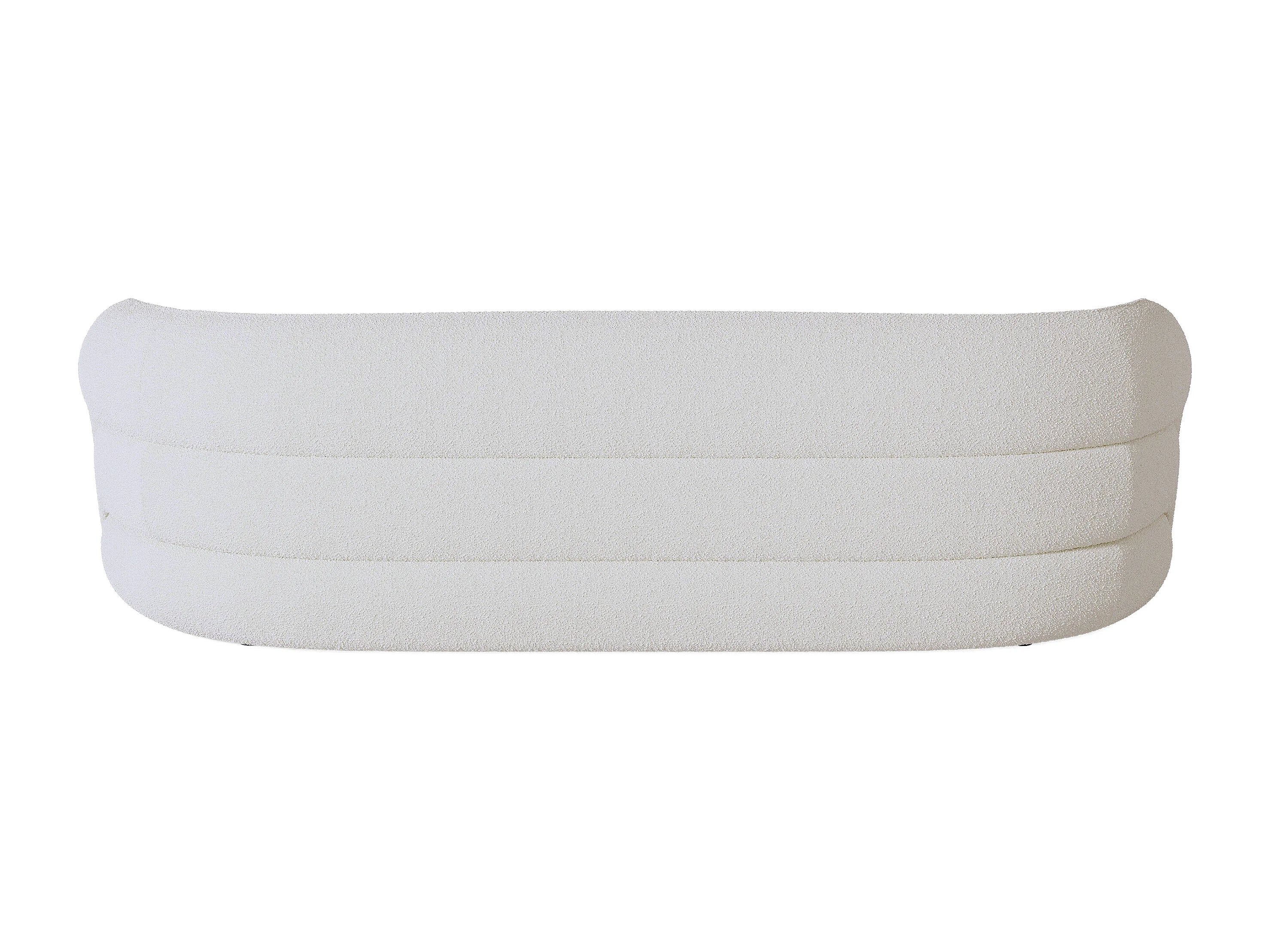 Canapé Arrondi 3 Places En Tissu Bouclette Blanc - LAPIOTA