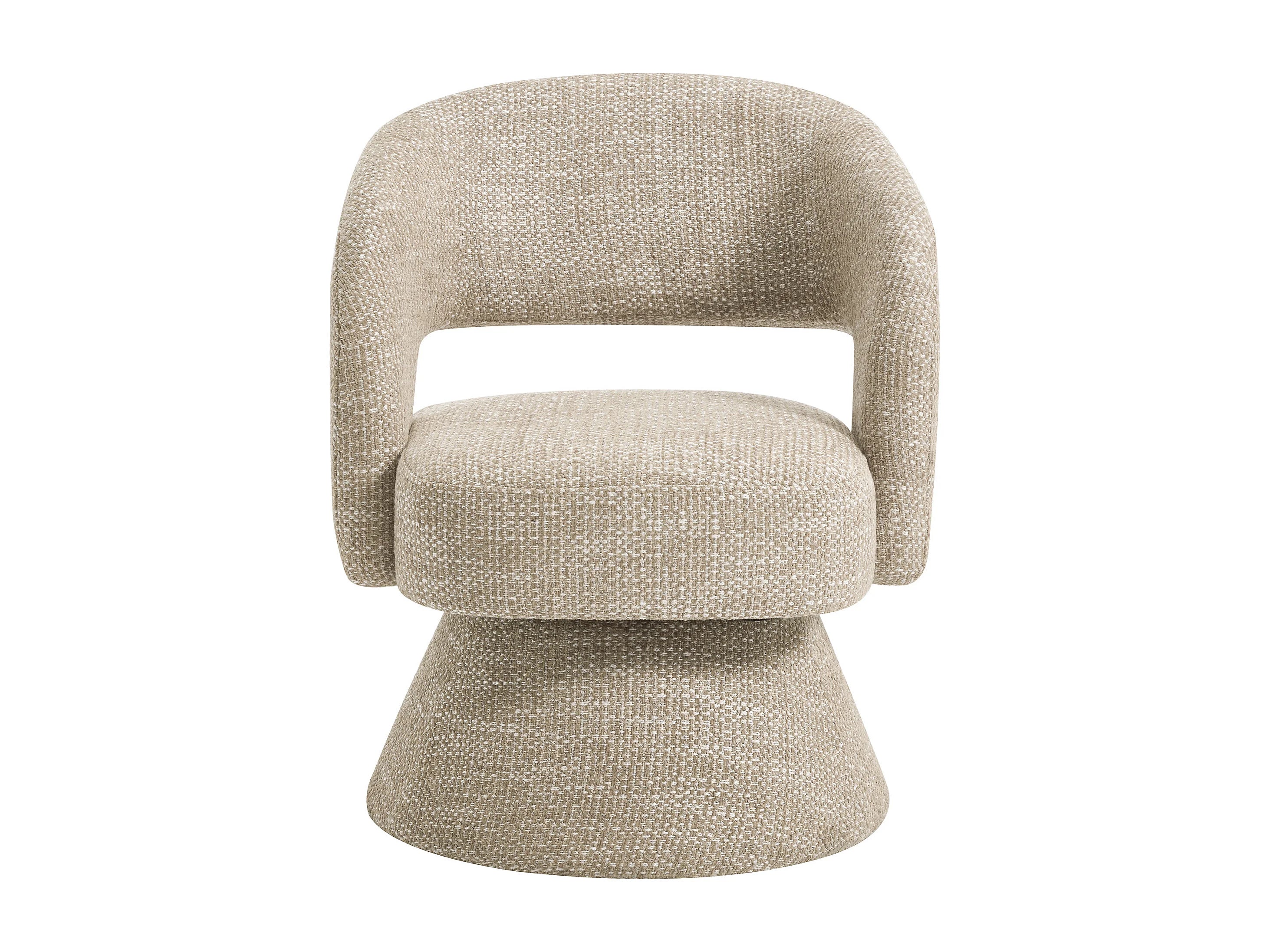 Fauteuil Arrondi Pivotant En Tissu Texturé Beige - NAROLIA
