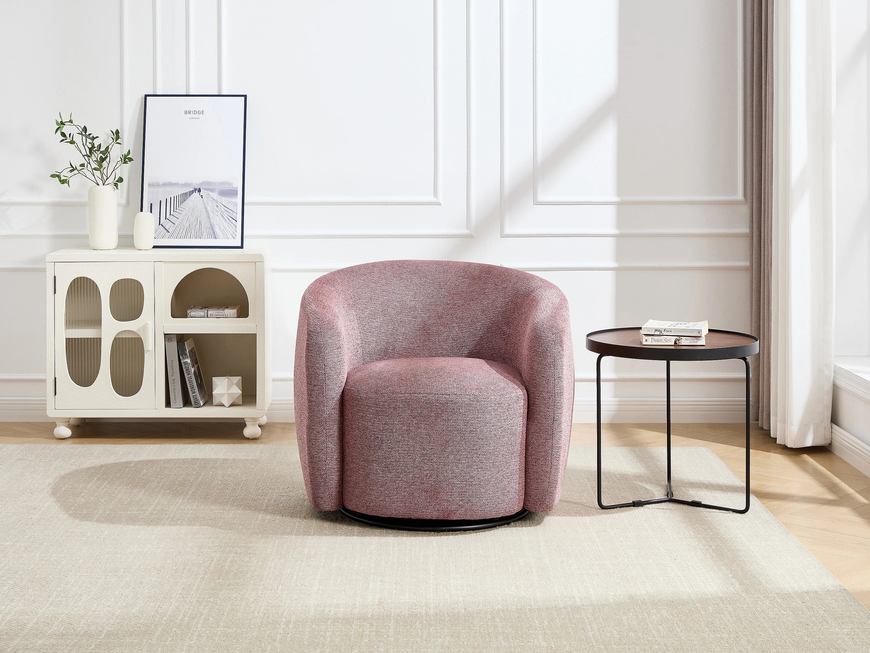 Fauteuil Arrondi En Tissu Texturé Rouge - VEREIDE