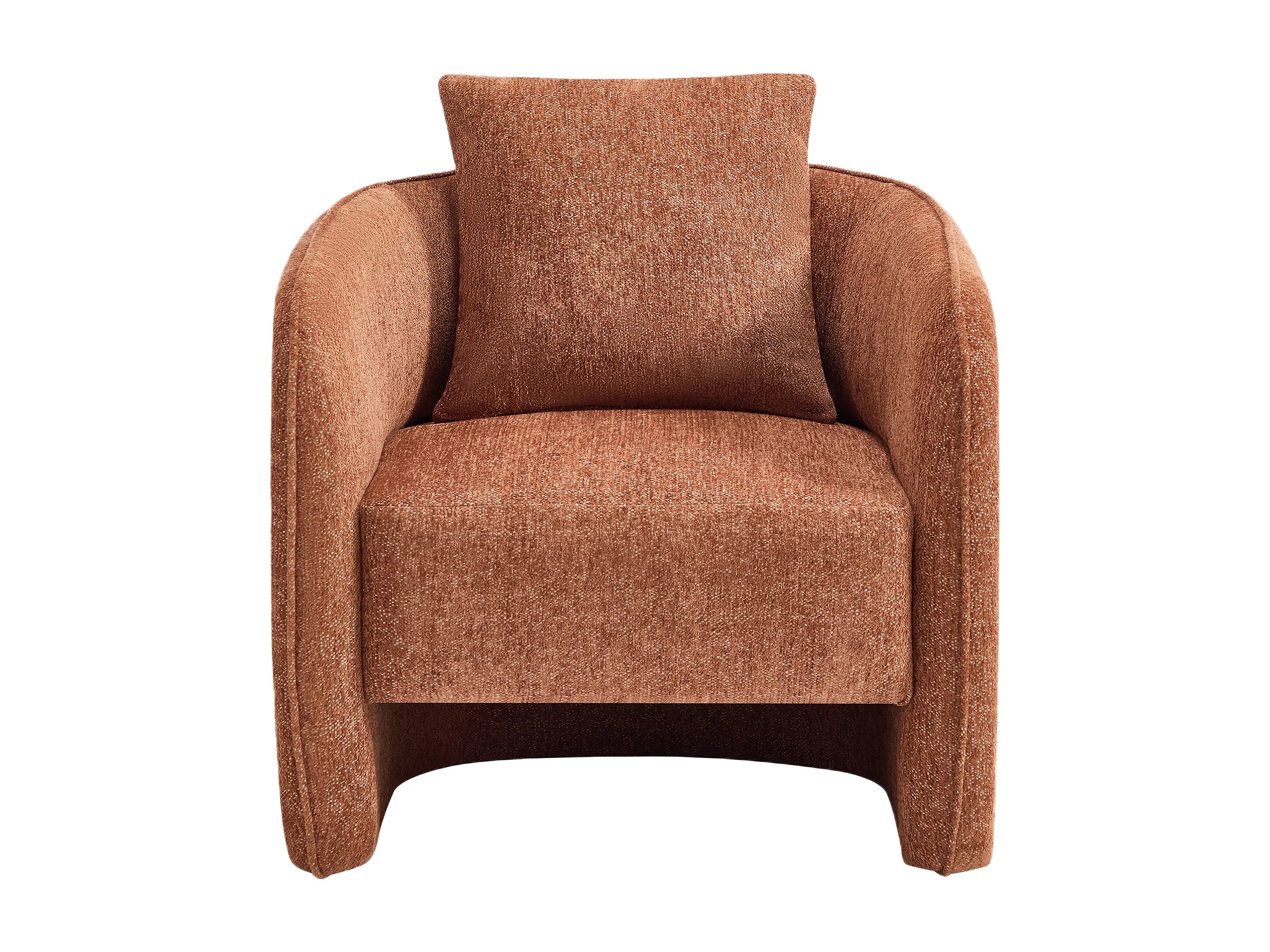Fauteuil Arrondi En Tissu Chiné Terracotta - LANITO