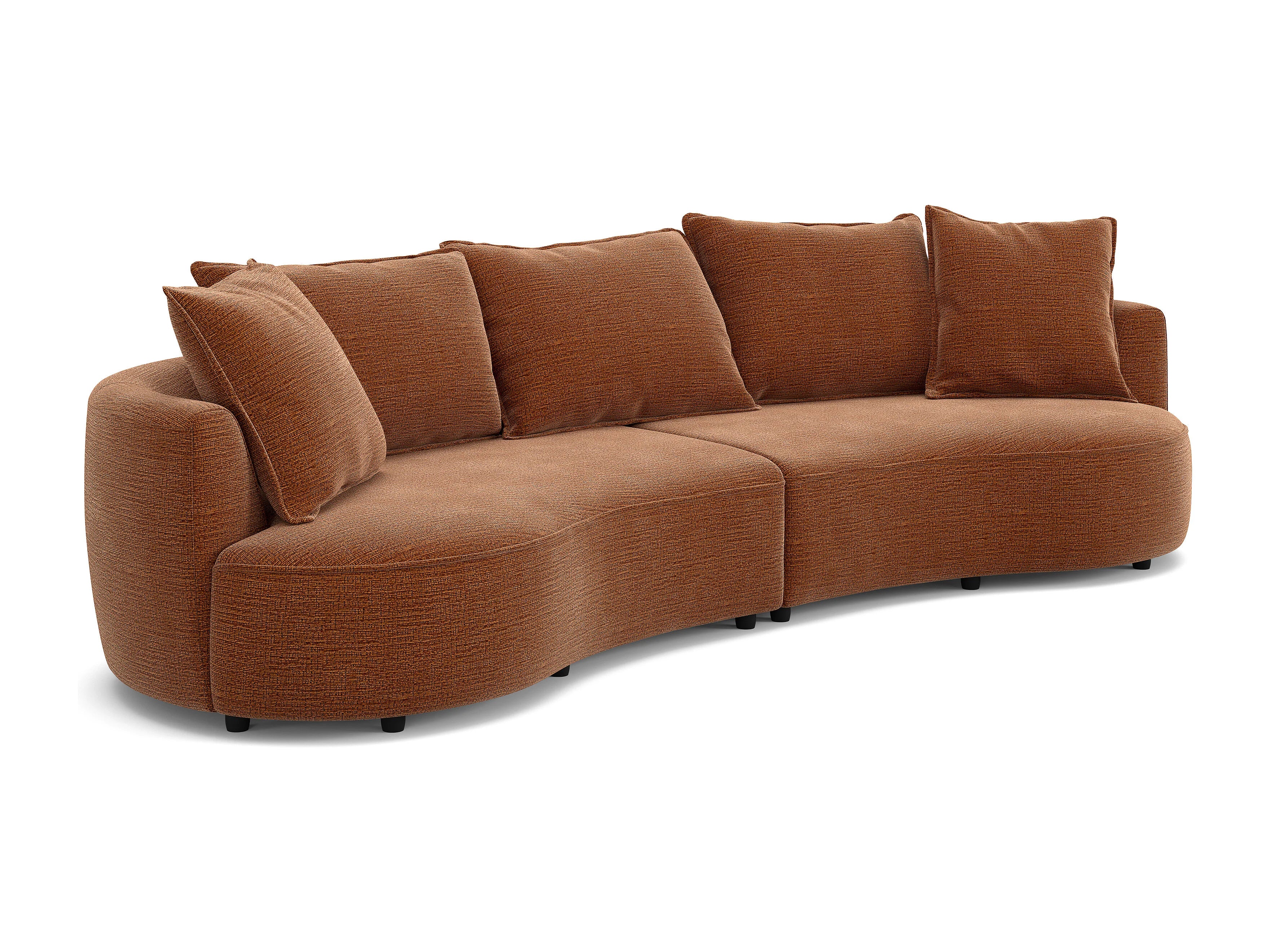 Canapé Arrondi 4 Places En Tissu Chenille Terracotta - CEPRANO