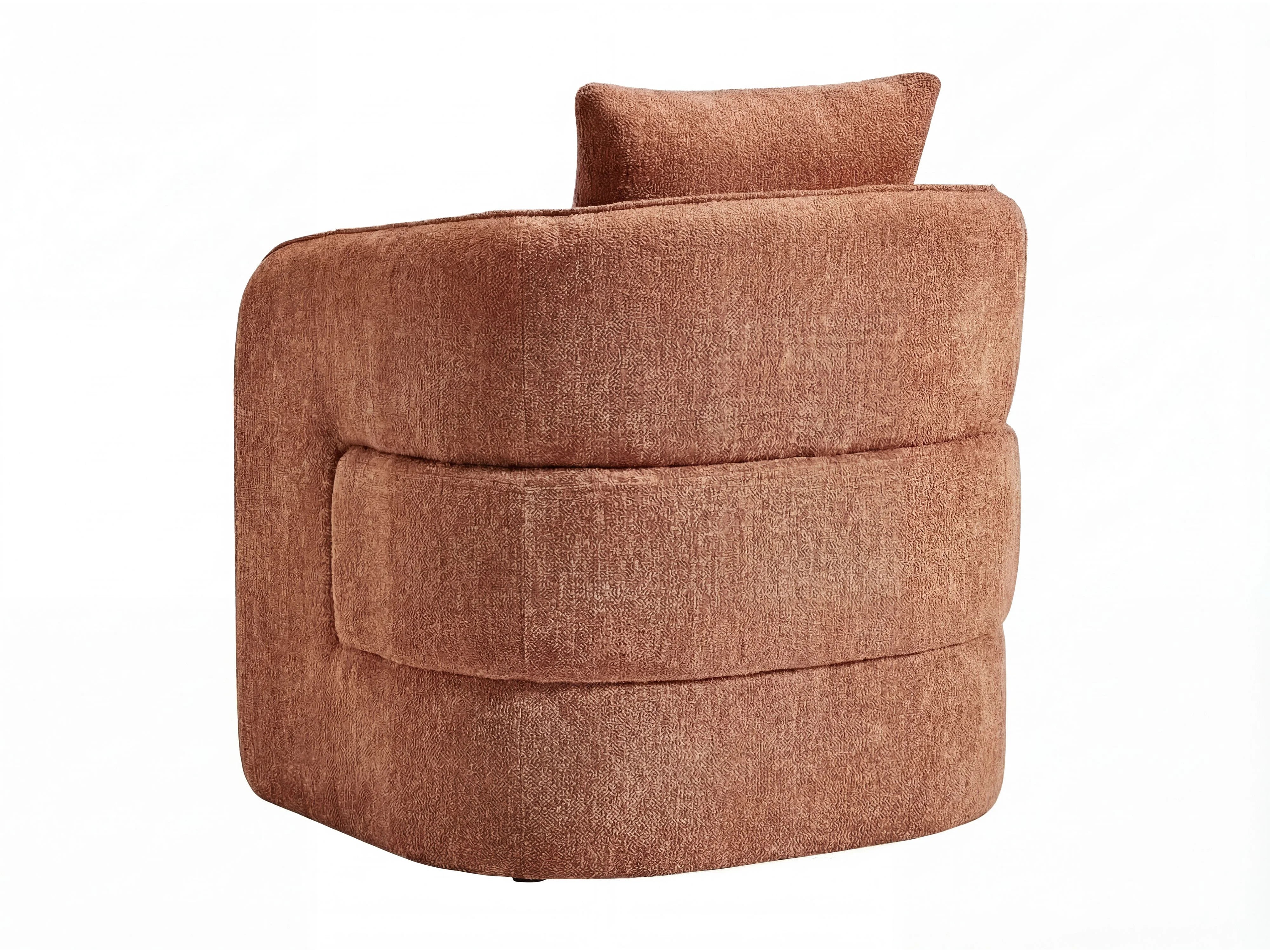 Fauteuil Arrondi En Tissu Chiné Terracotta - LANITO