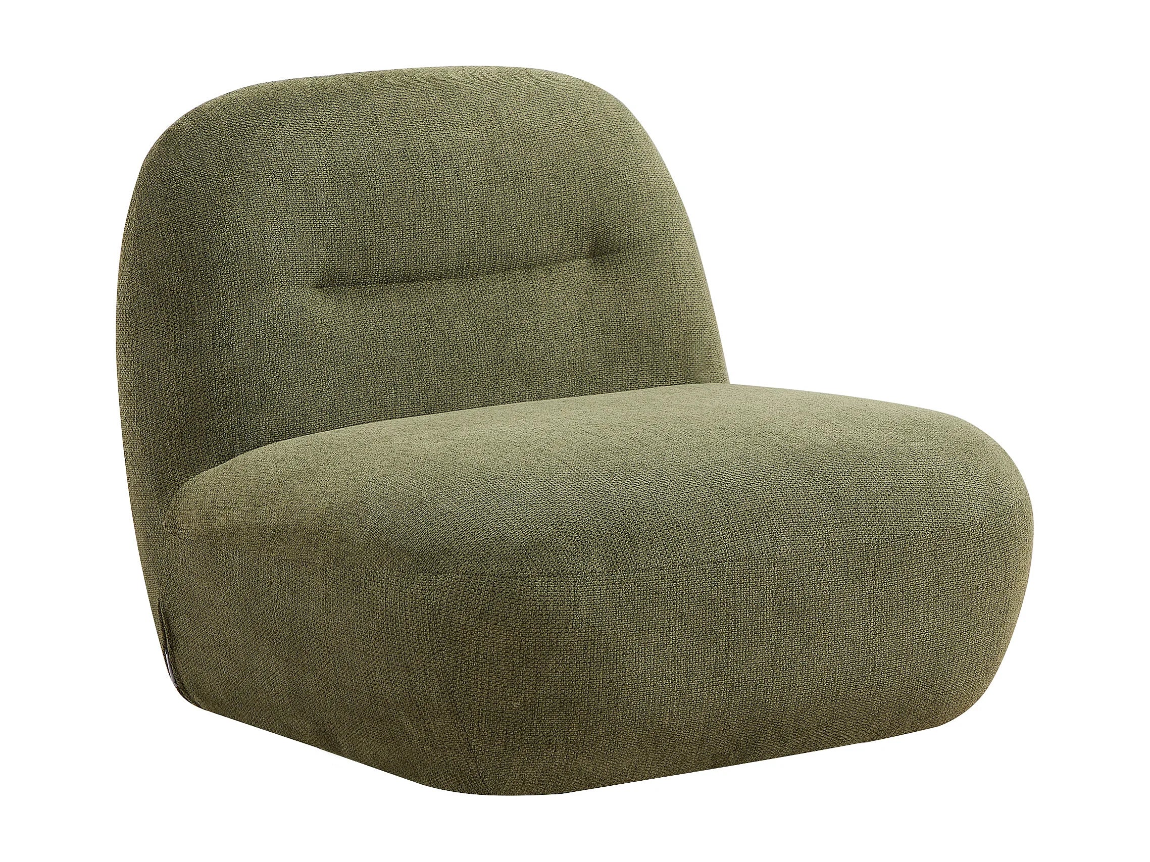 Fauteuil Arrondi Pivotant En Tissu Texturé Vert - POZETI