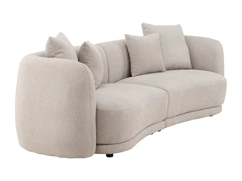 Canapé Arrondi 3 Places en Bouclette Beige - CIELO