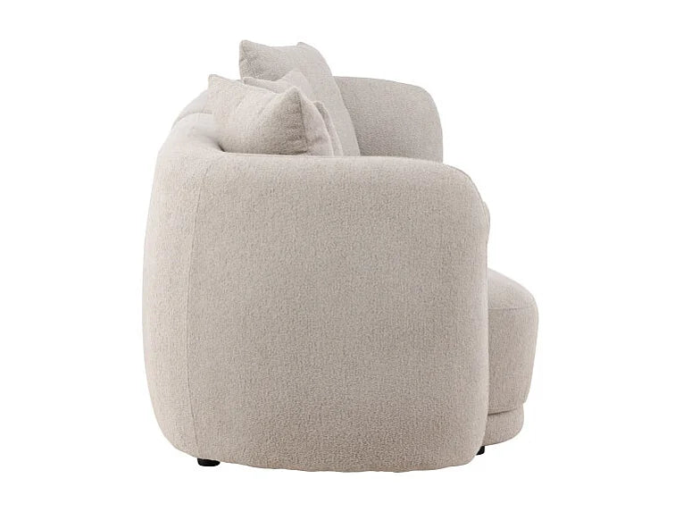 Canapé Arrondi 3 Places en Bouclette Beige - CIELO